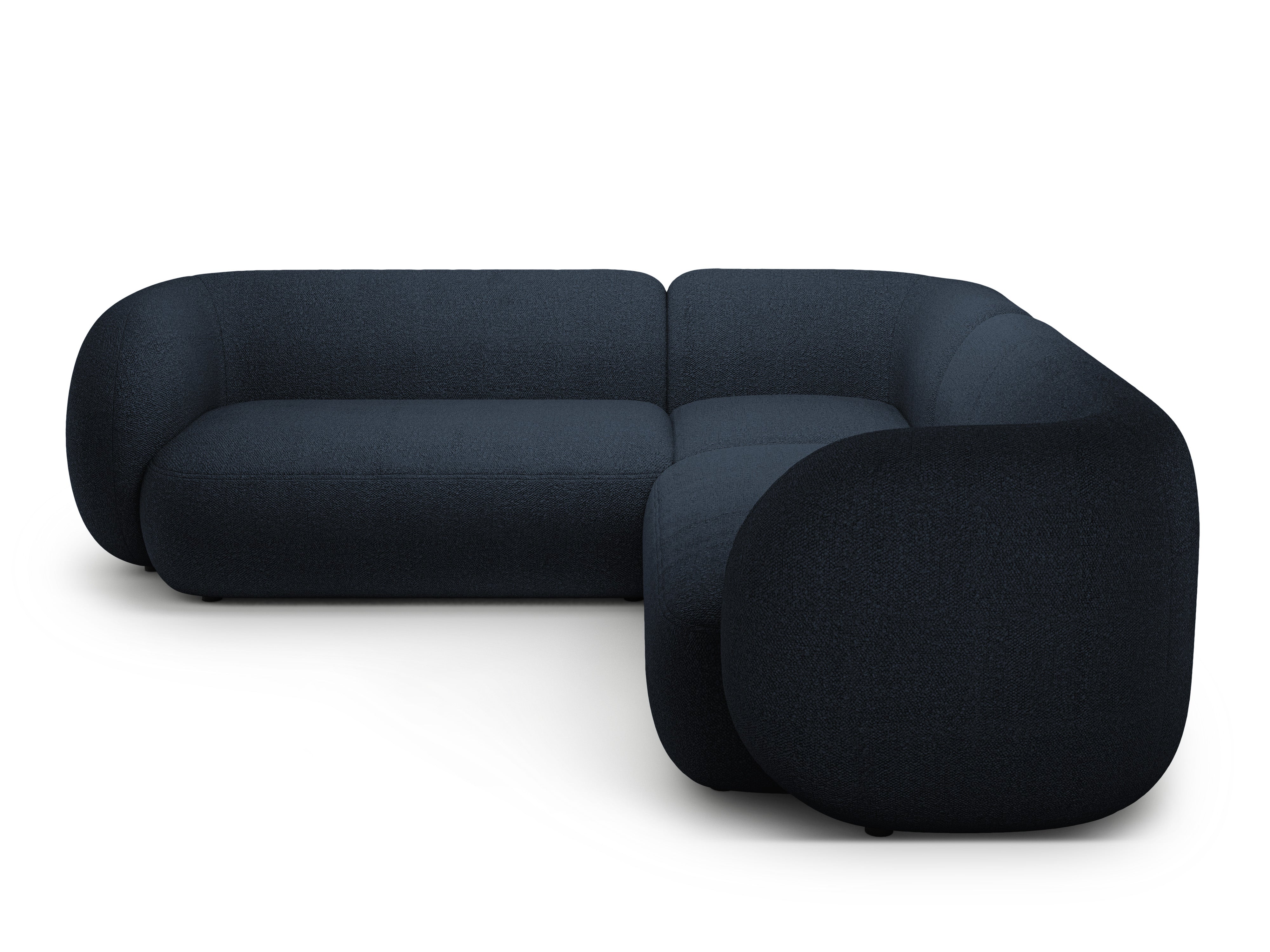 Symmetrische Eckcouch KATE in marineblauem Boucle