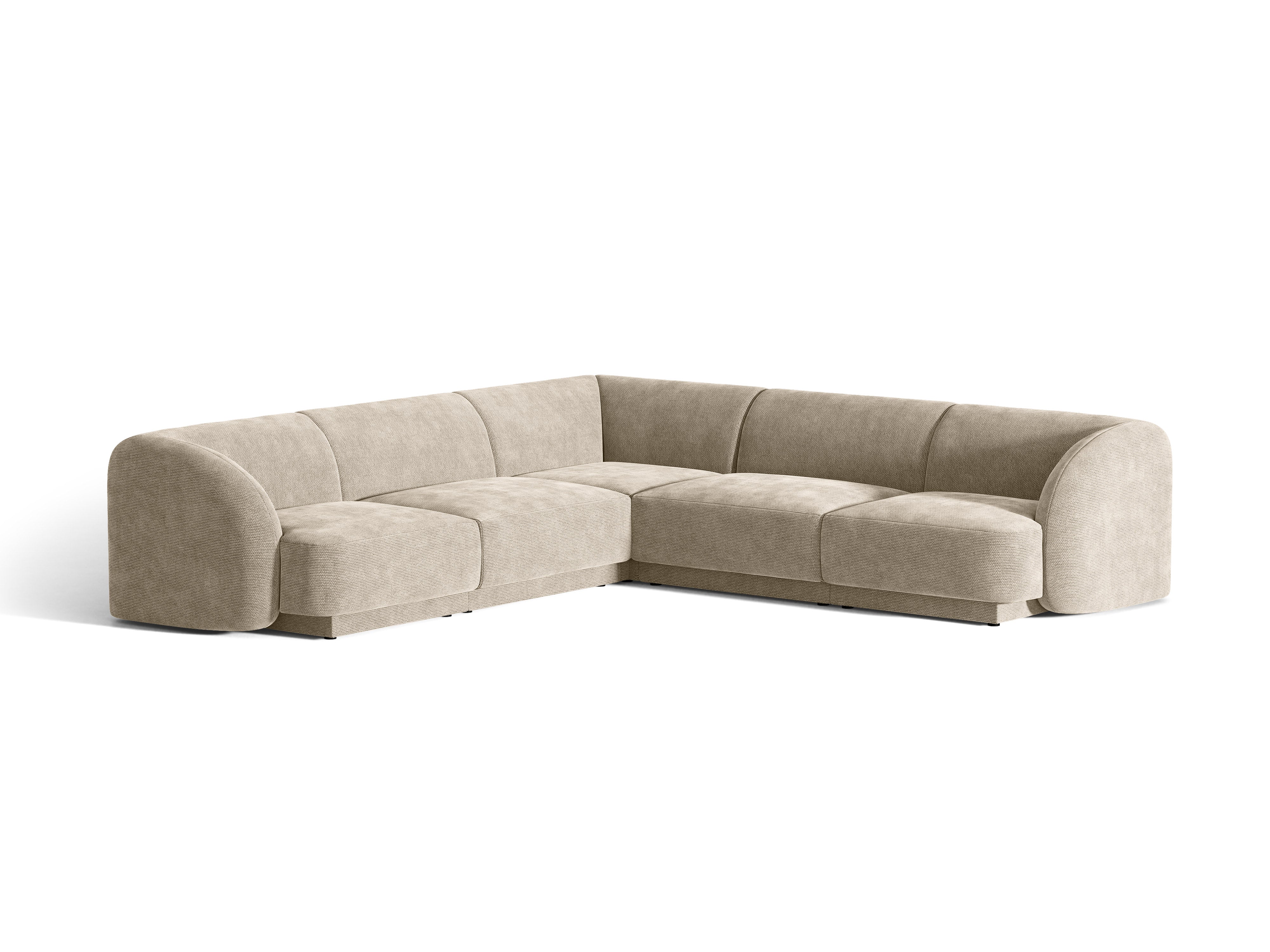 Symmetrische Eckcouch MILEY beige seidiger Chenille