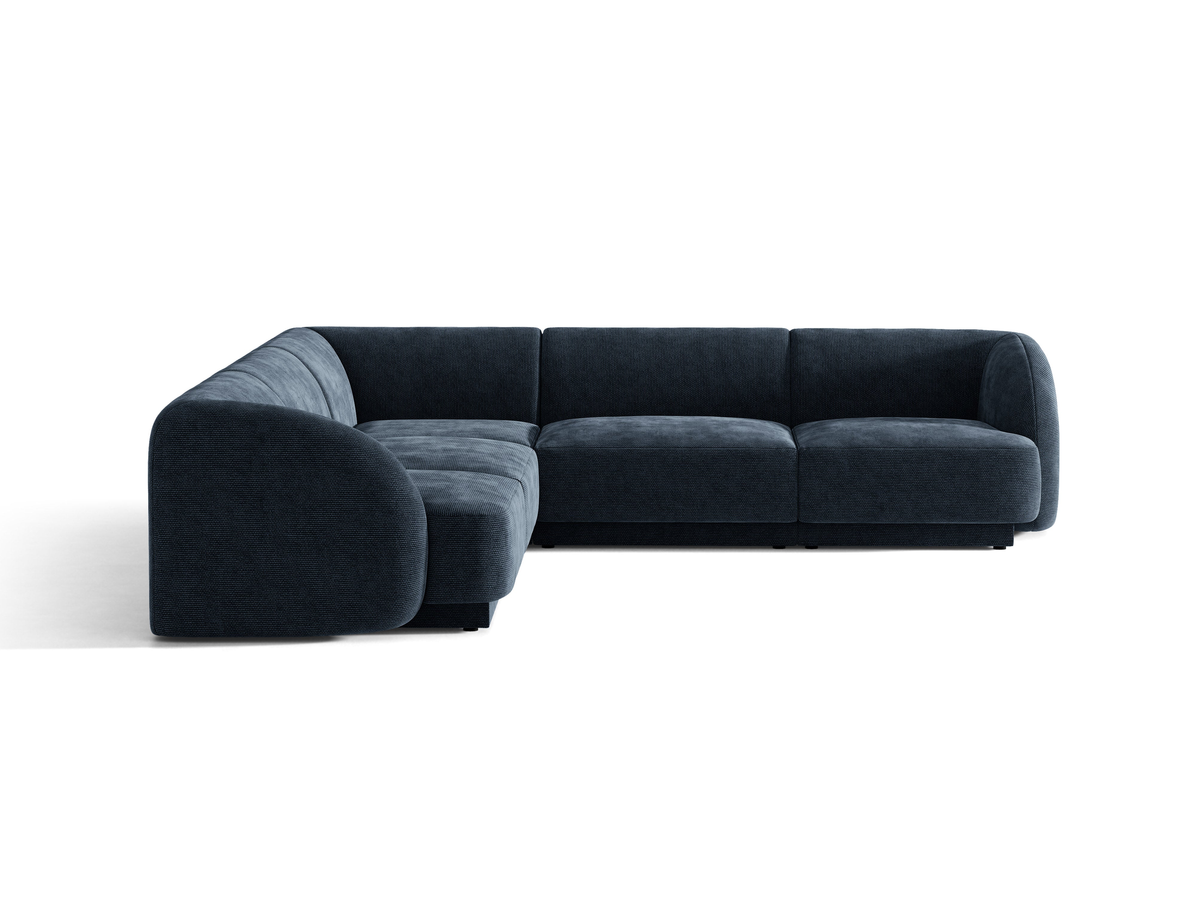 Symmetrische Eckcouch MILEY in seidenweichem, granatblauem Chenille