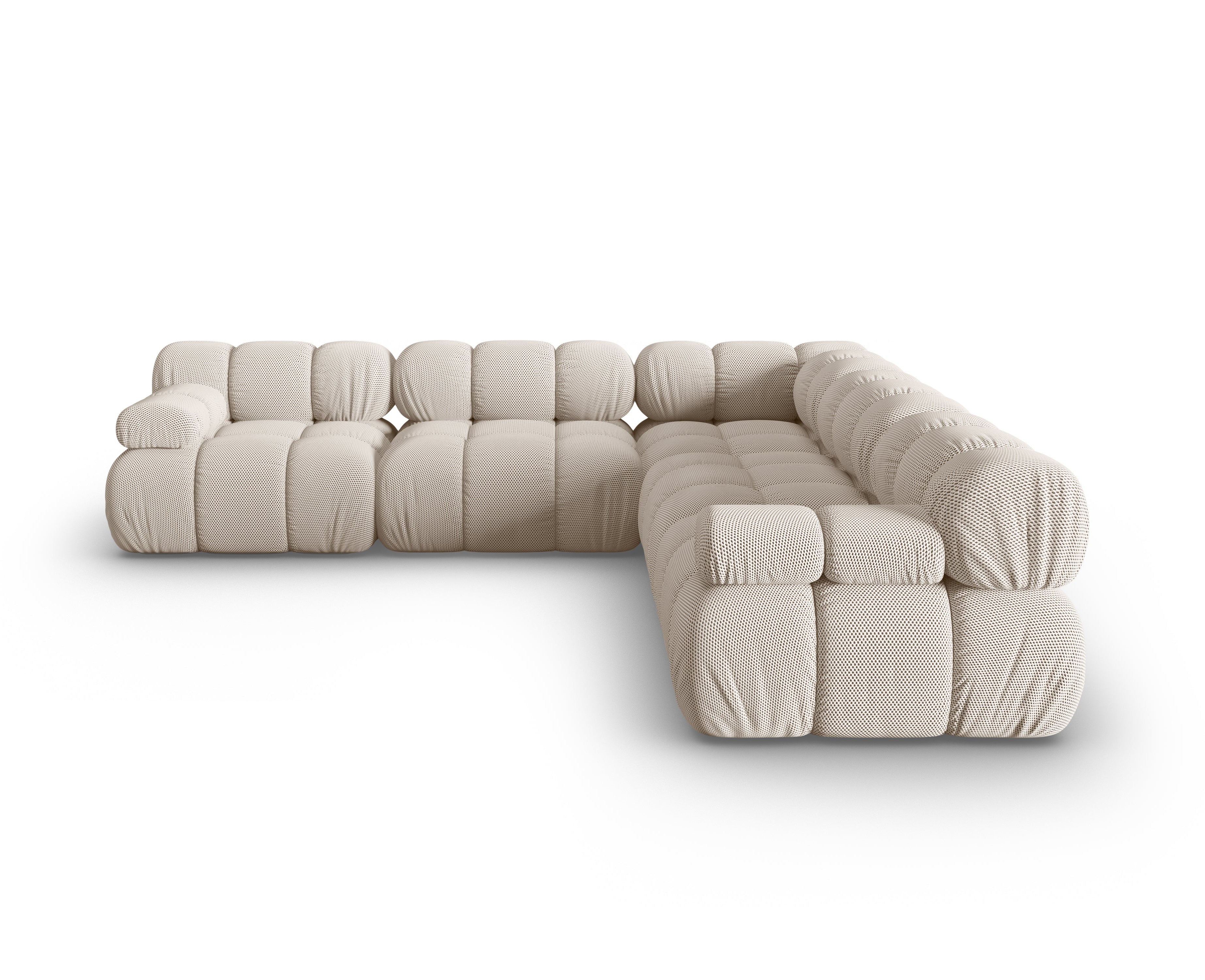 Symmetrische Eckcouch BELLIS in beigem 3D-Stoff