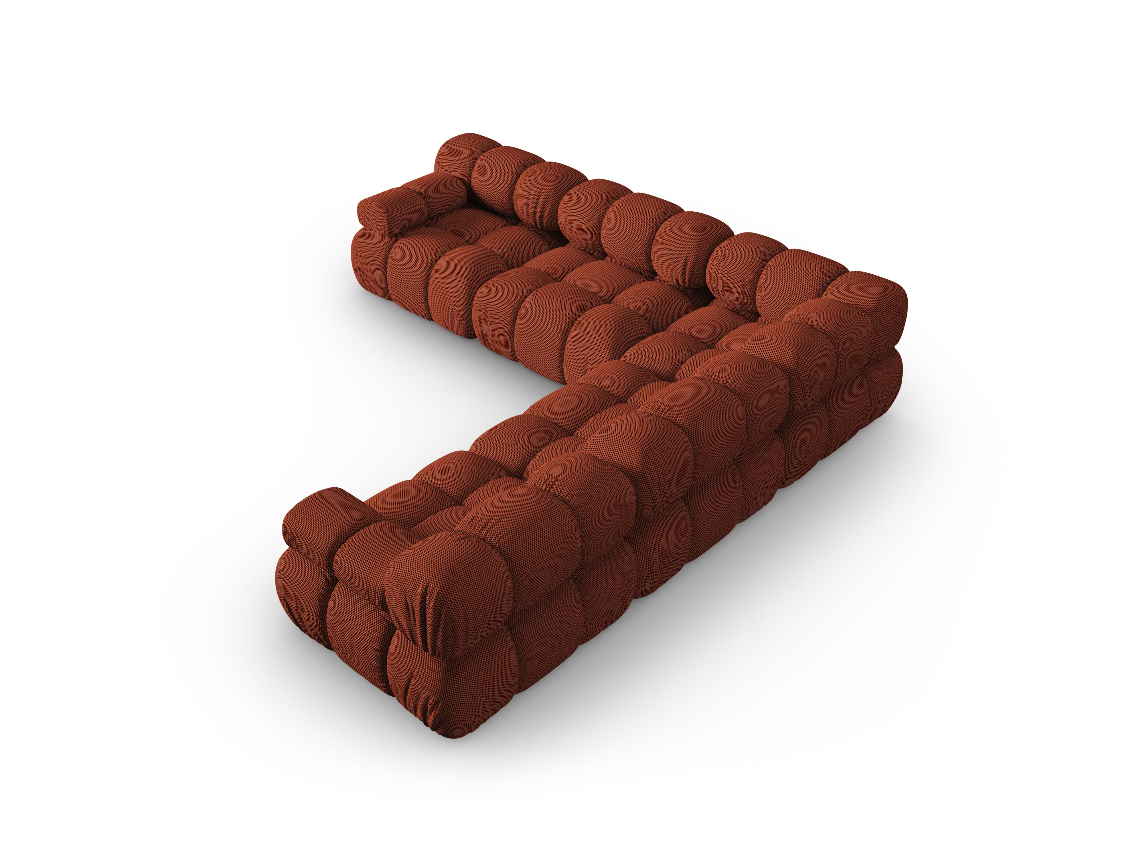 Symmetrische Eckcouch BELLIS aus ziegelrotem 3D-Stoff