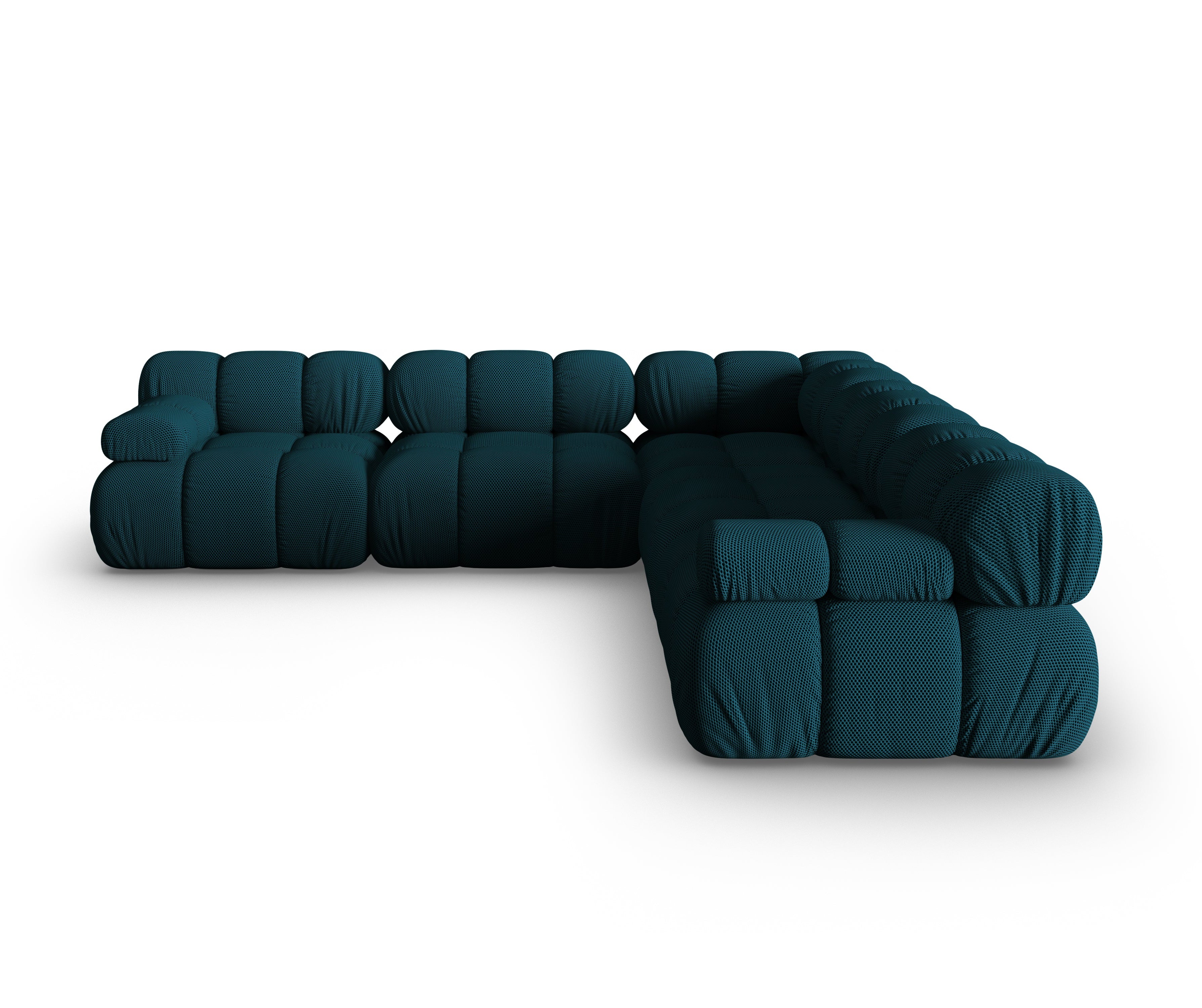 Symmetrische Eckcouch BELLIS in marineblauem 3D-Stoff