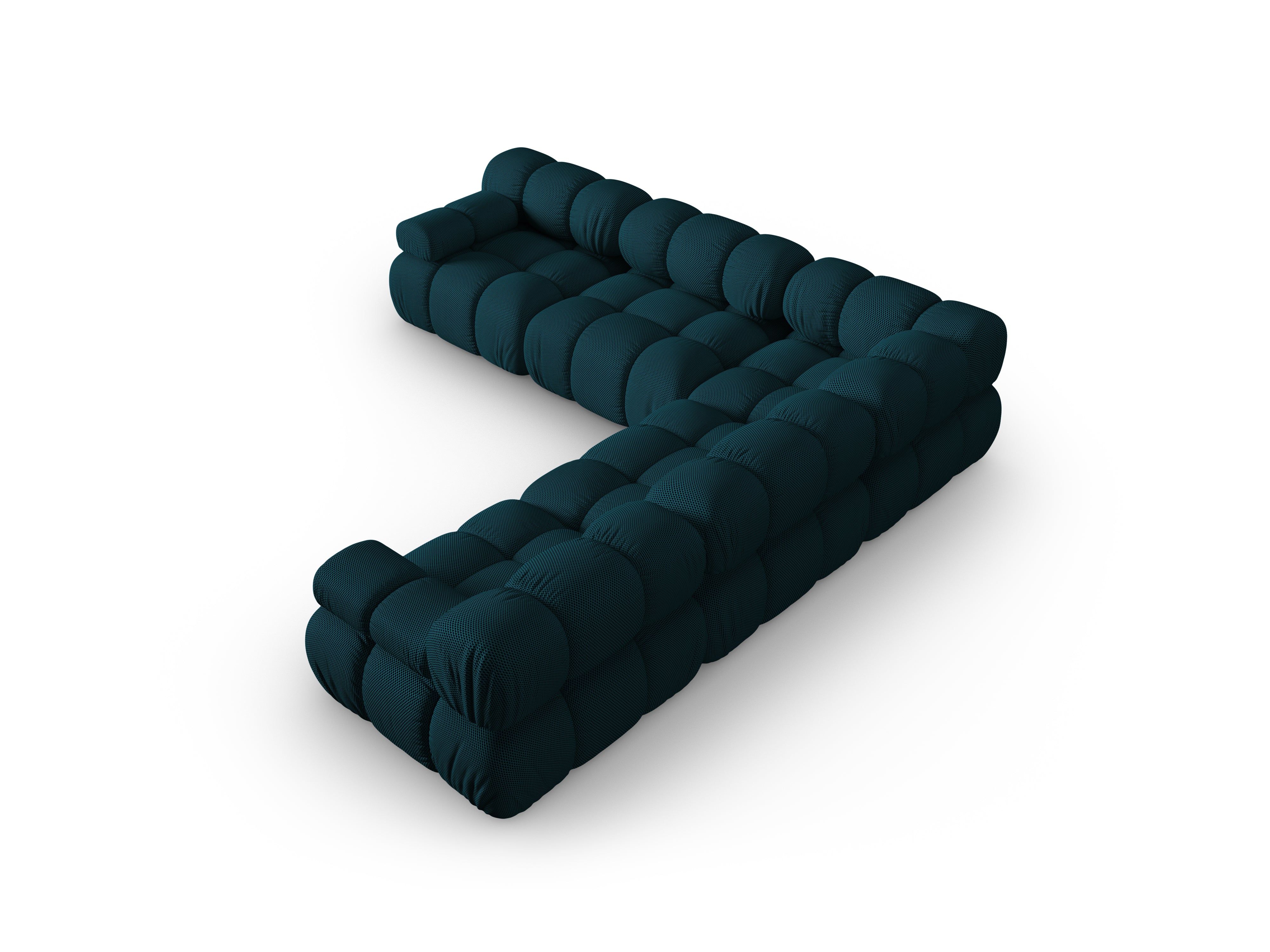 Symmetrische Eckcouch BELLIS in marineblauem 3D-Stoff