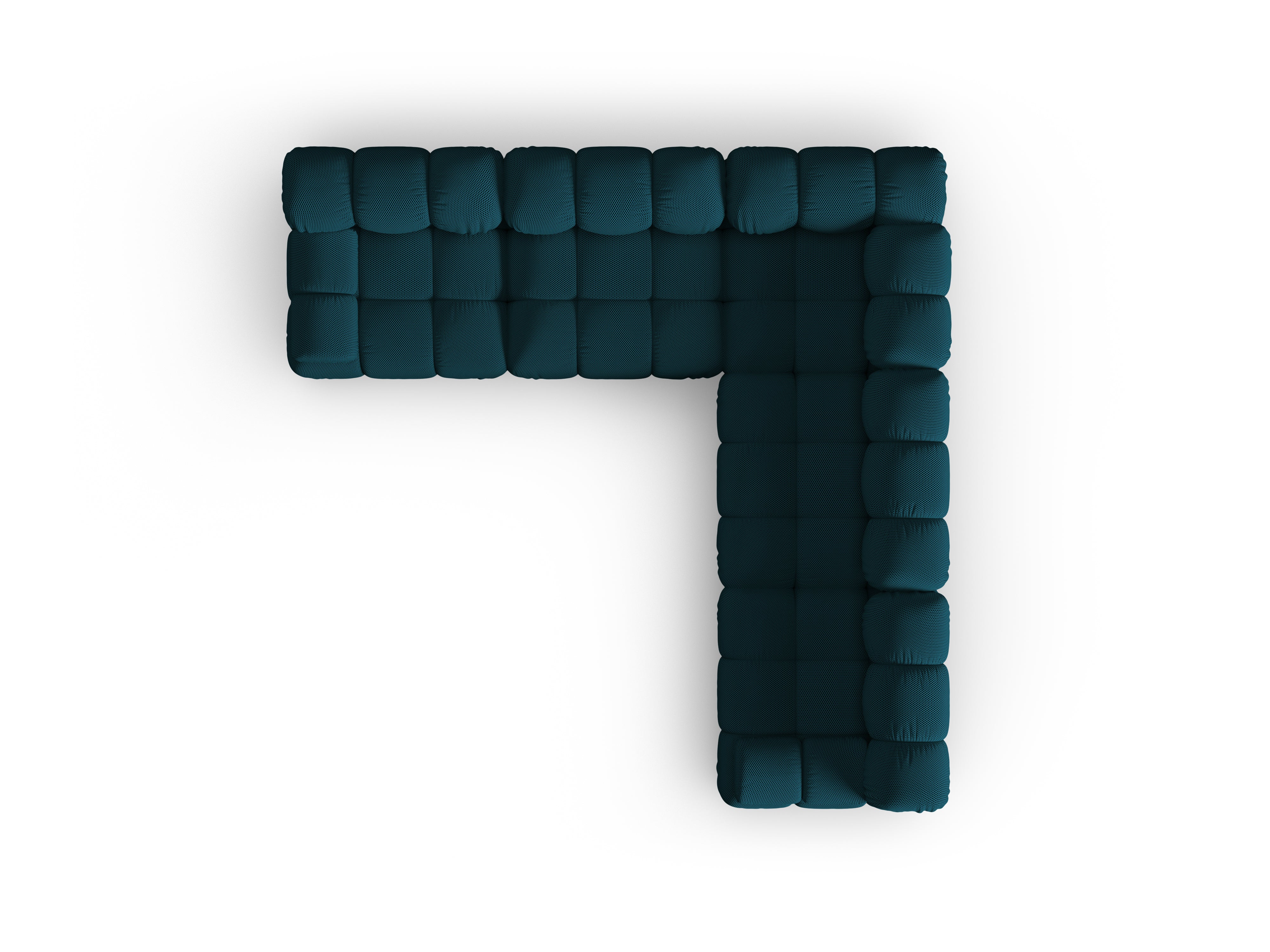 Symmetrische Eckcouch BELLIS in marineblauem 3D-Stoff