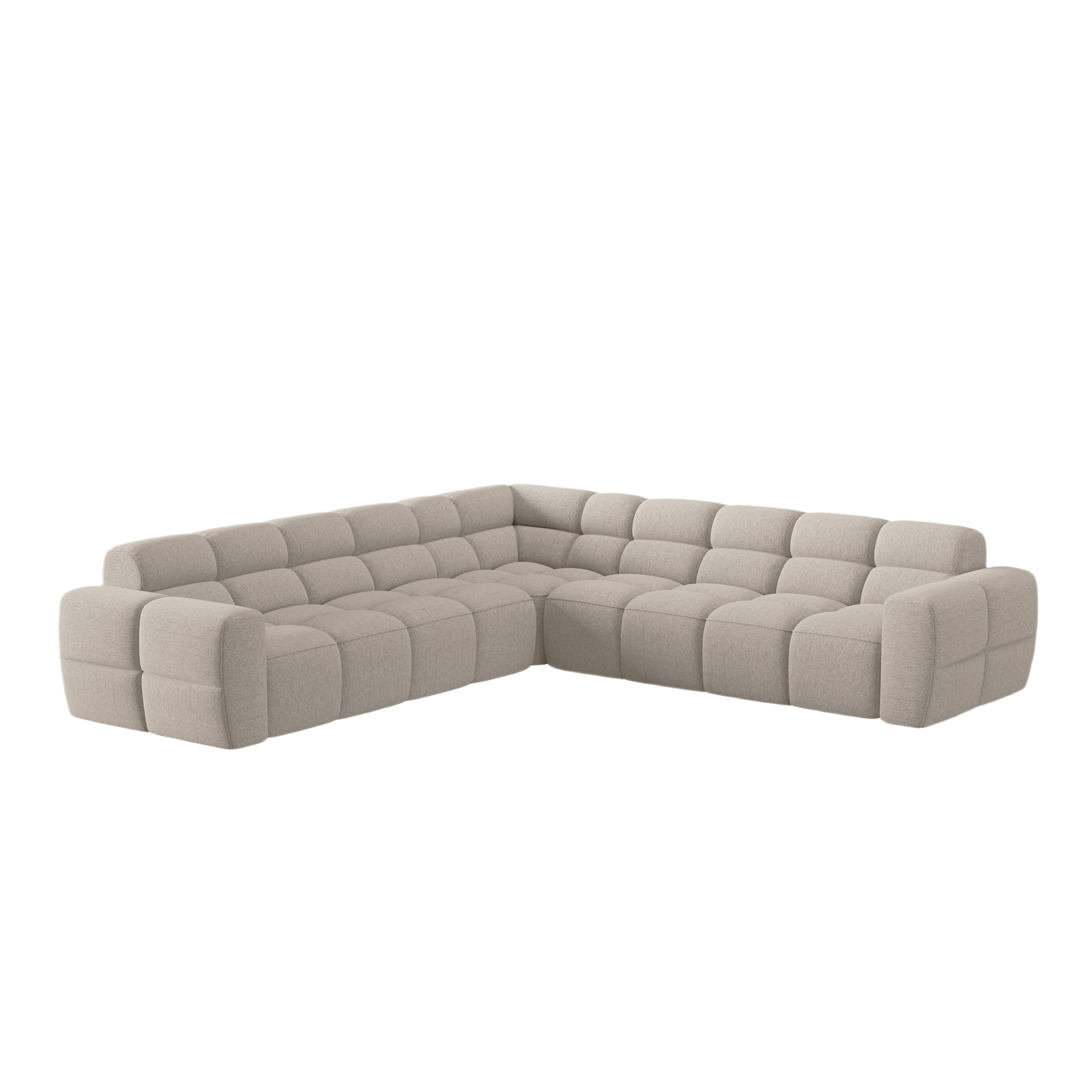 Symmetrische Eckcouch LISA sandfarbener Chenille [Monika]