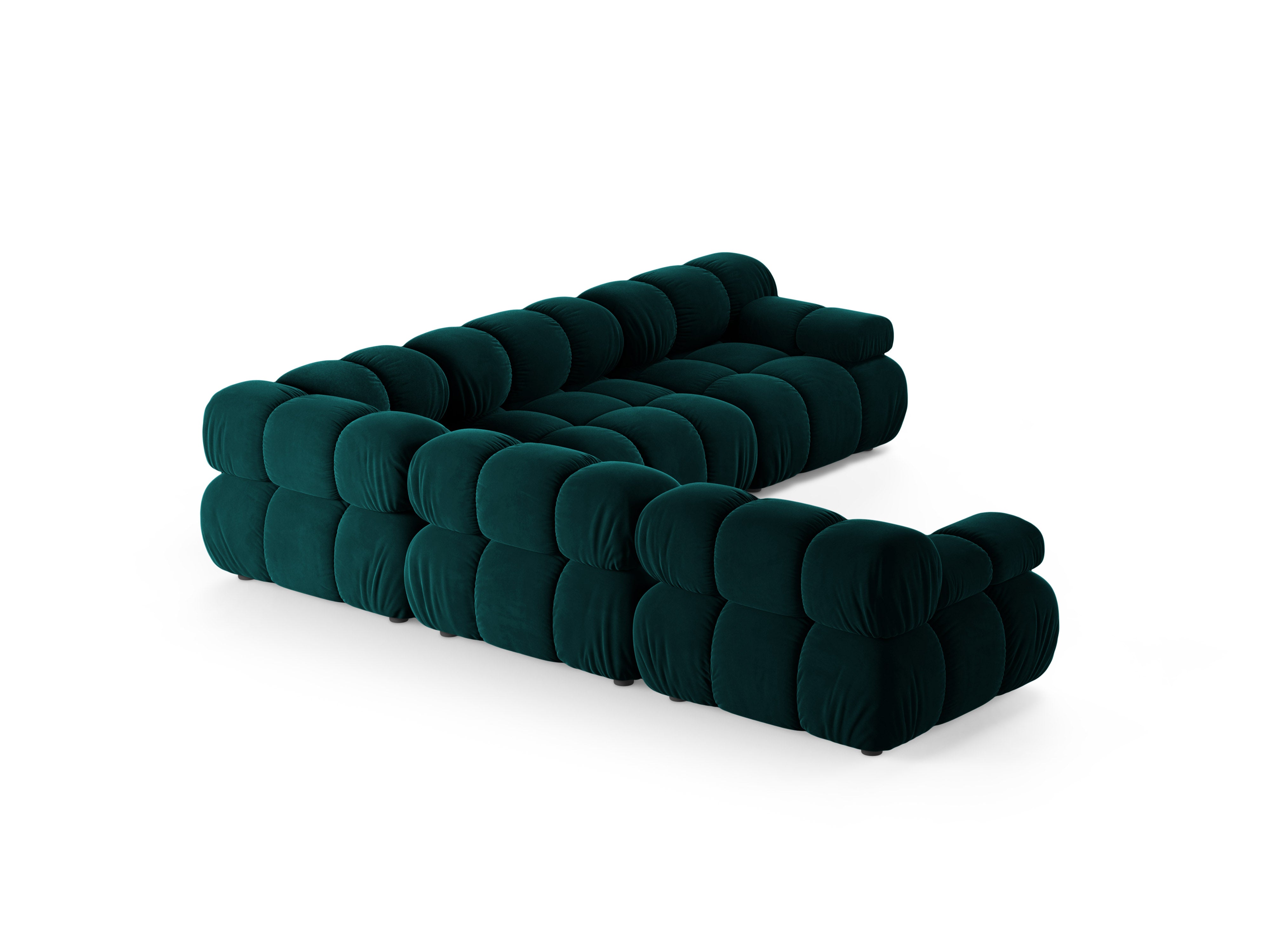 Symmetrische Eckcouch BELLIS in tiefem Petrol-Velours