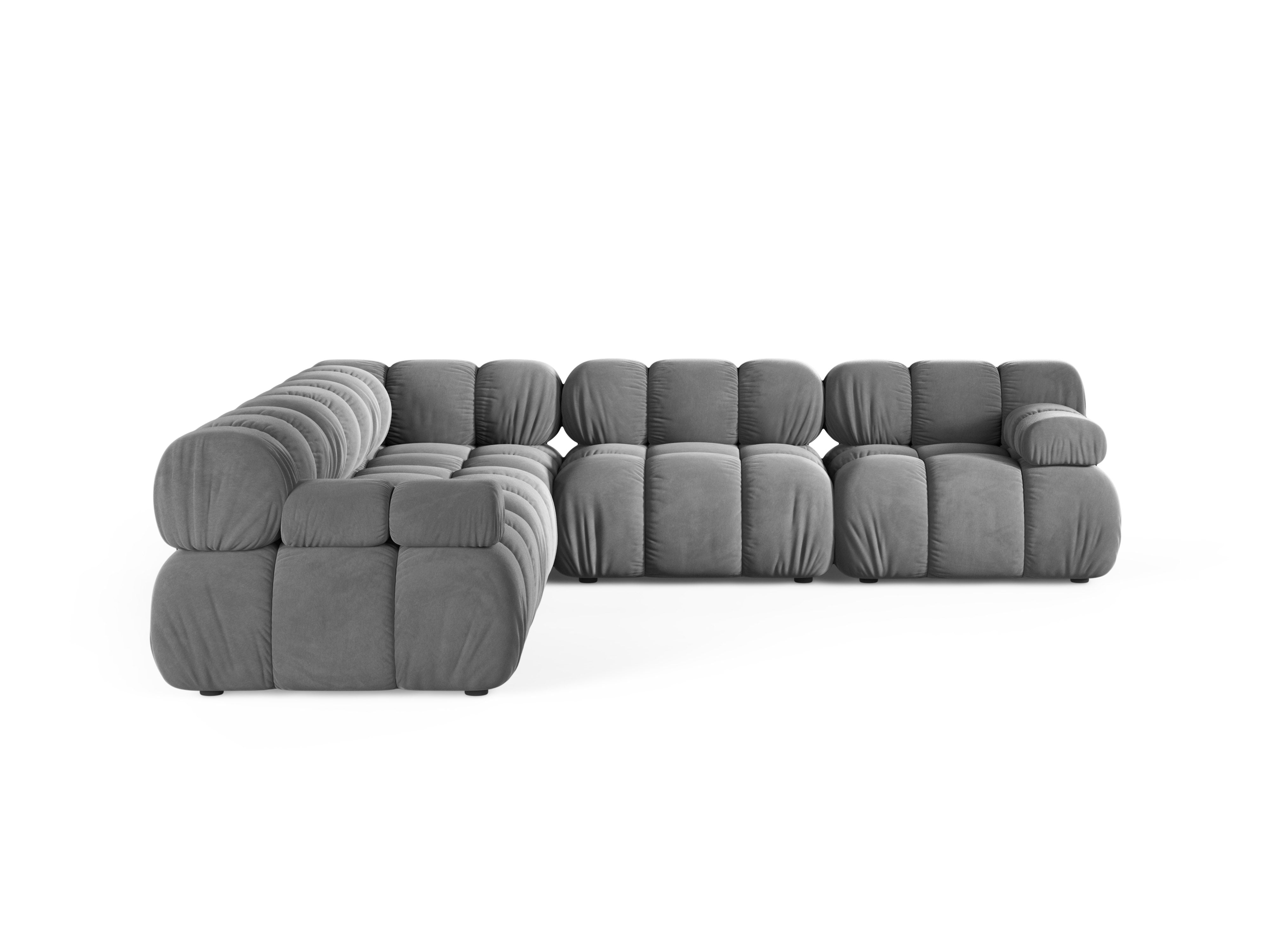 Symmetrische Eckcouch BELLIS aus grauem Velours