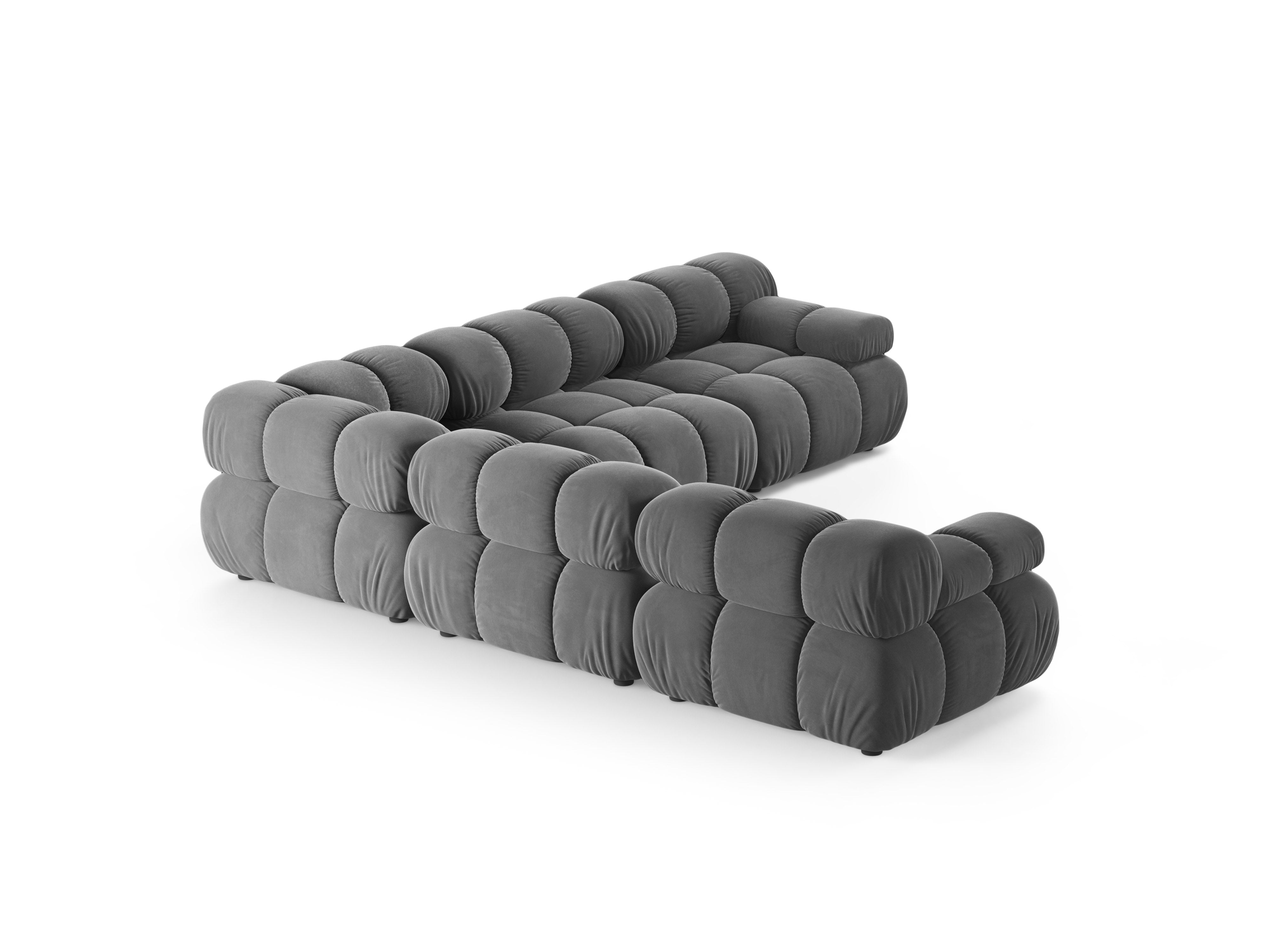 Symmetrische Eckcouch BELLIS aus grauem Velours
