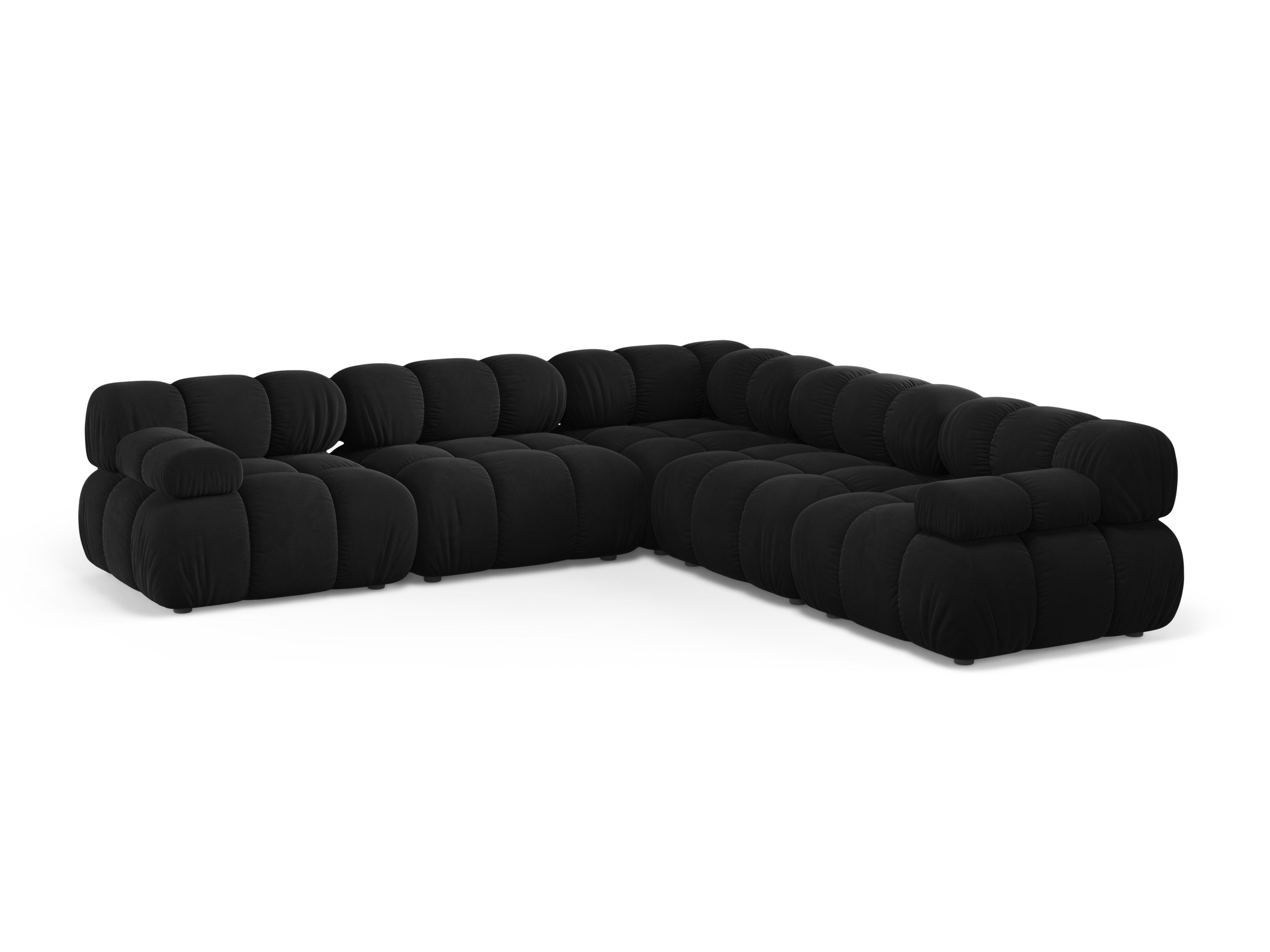 Symmetrische Samt-Eckcouch BELLIS in Schwarz