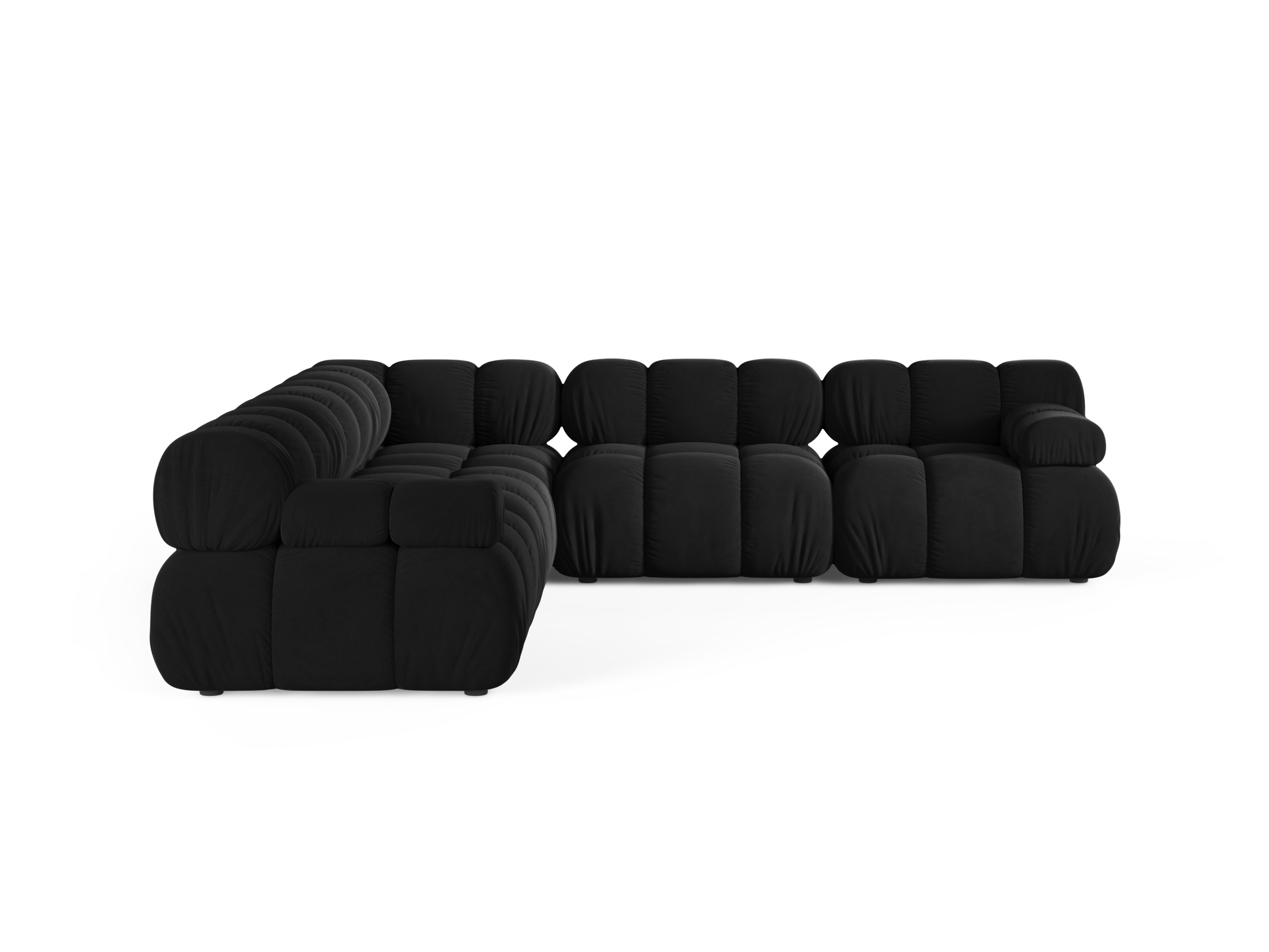 Symmetrische Samt-Eckcouch BELLIS in Schwarz