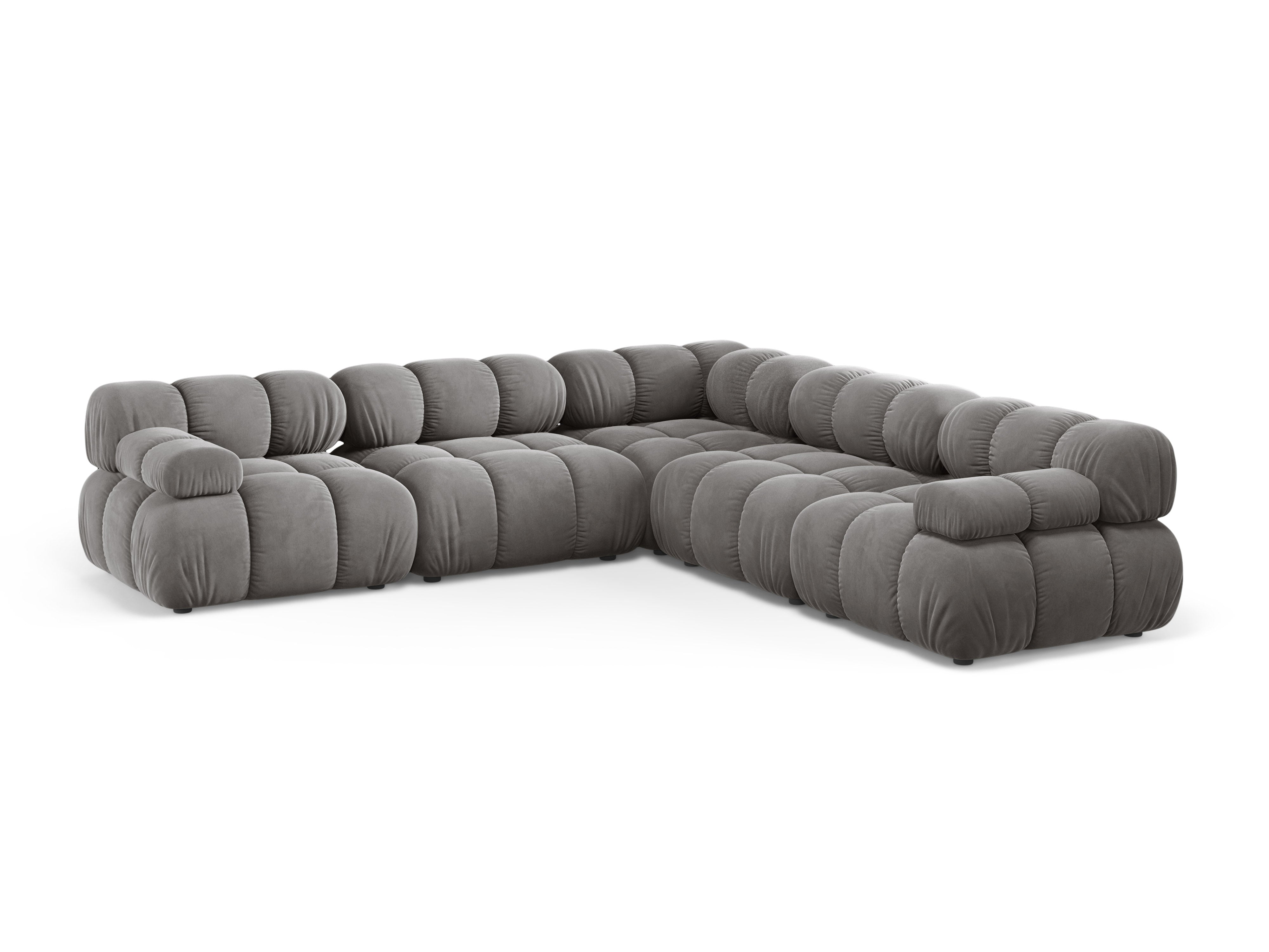 Symmetrische Samt-Eckcouch BELLIS in Grau