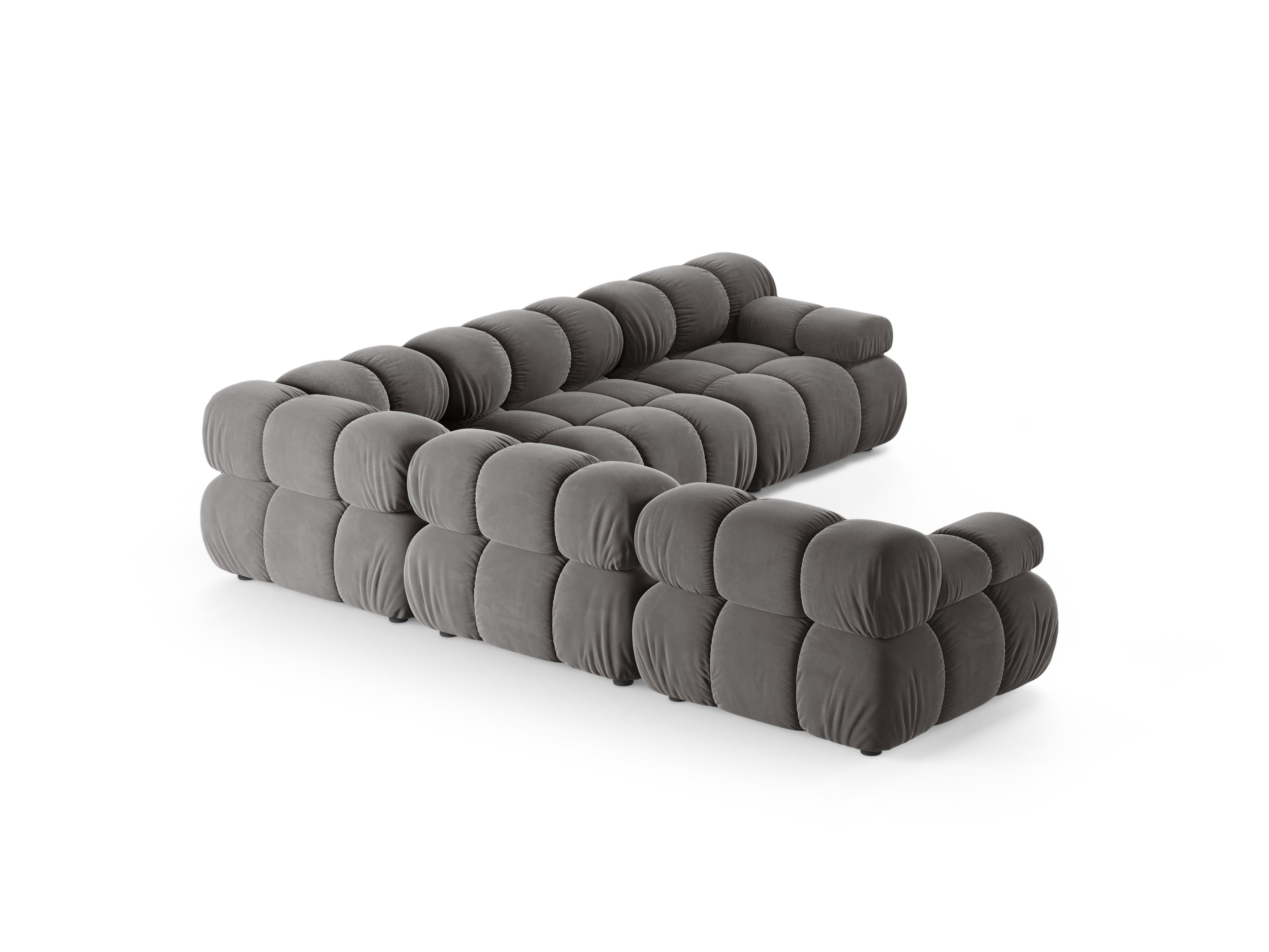 Symmetrische Samt-Eckcouch BELLIS in Grau