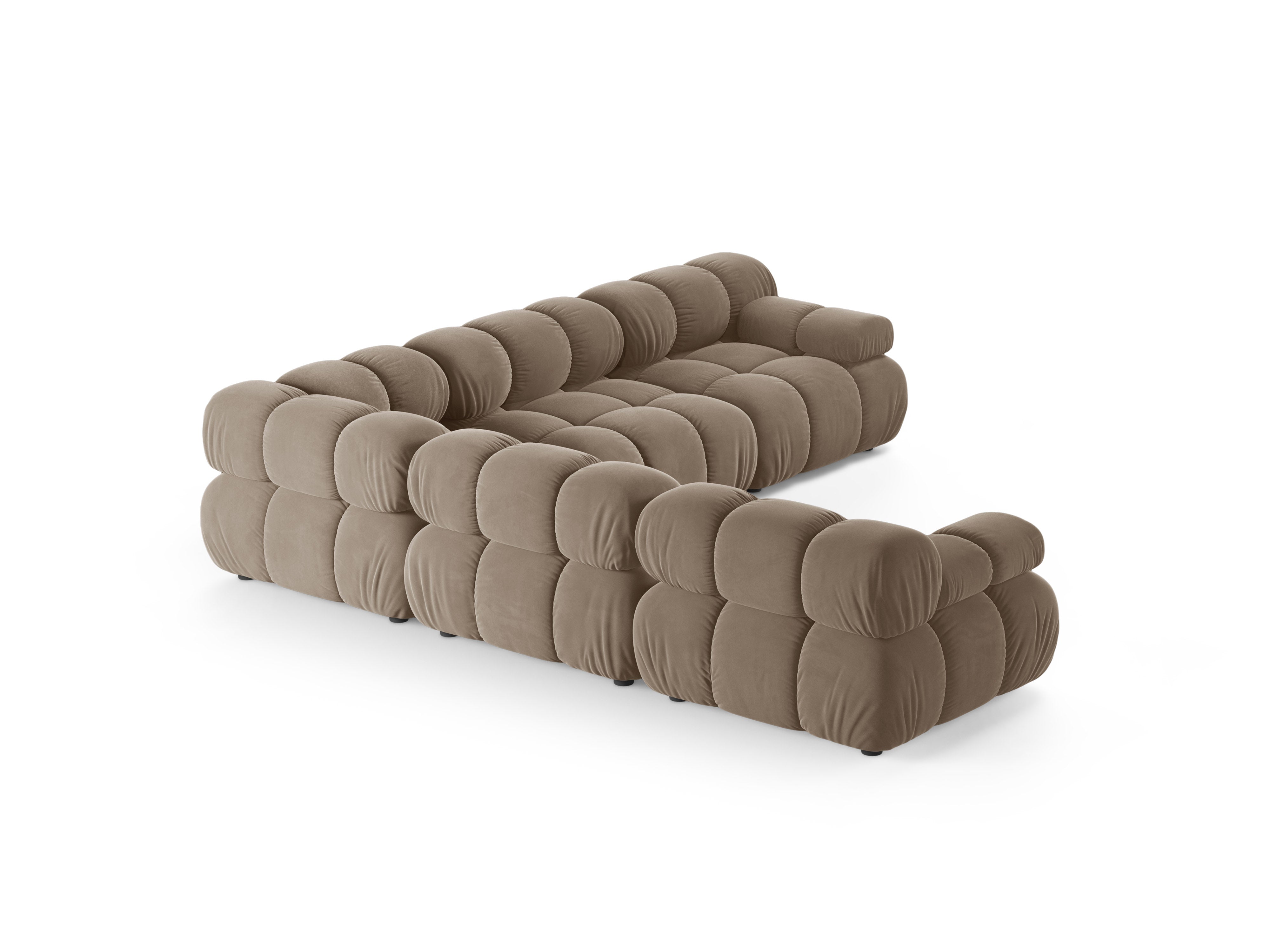 Symmetrische Samt-Eckcouch BELLIS Cappuccino