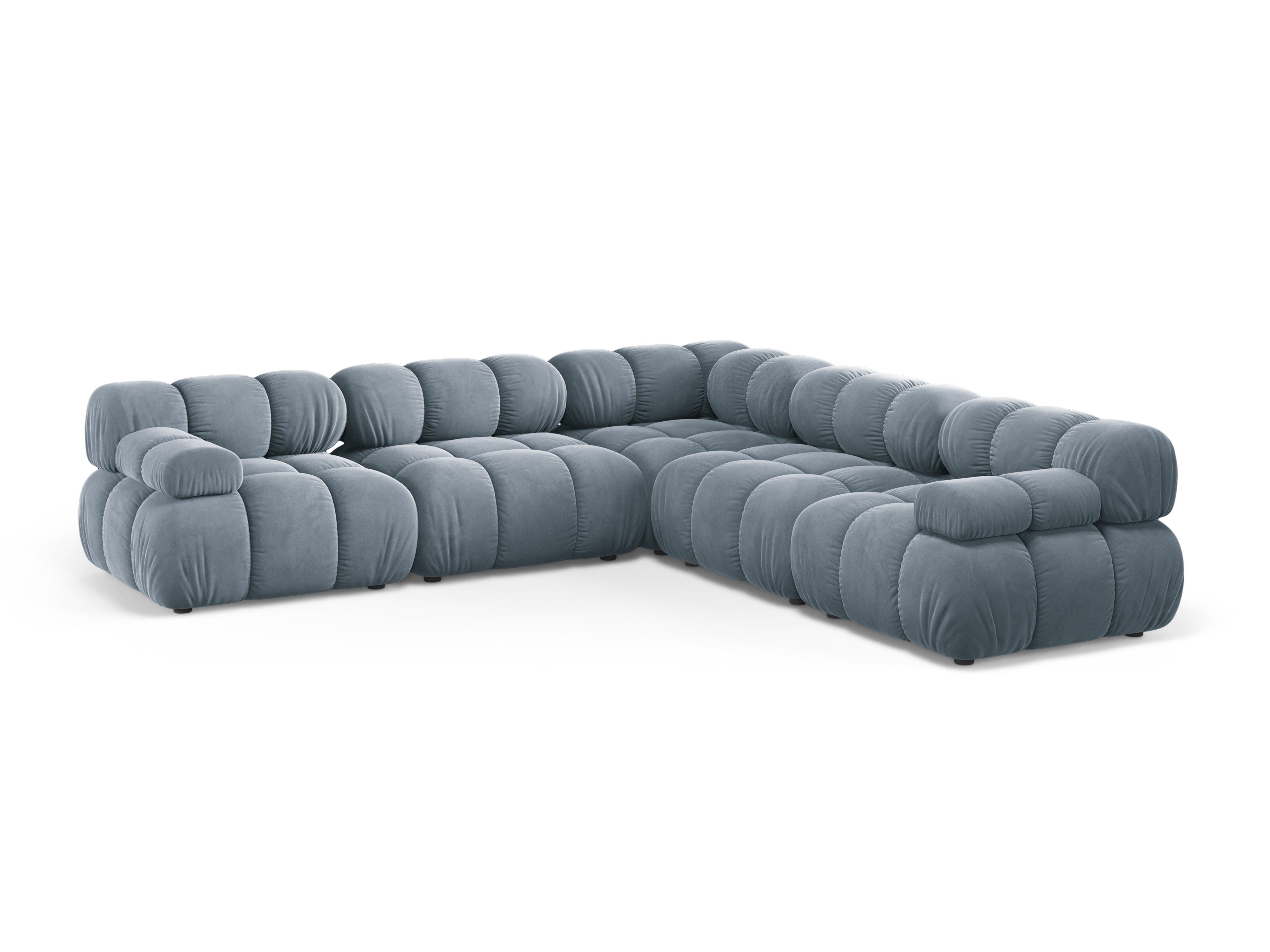 Symmetrische Samt-Eckcouch BELLIS in Blau