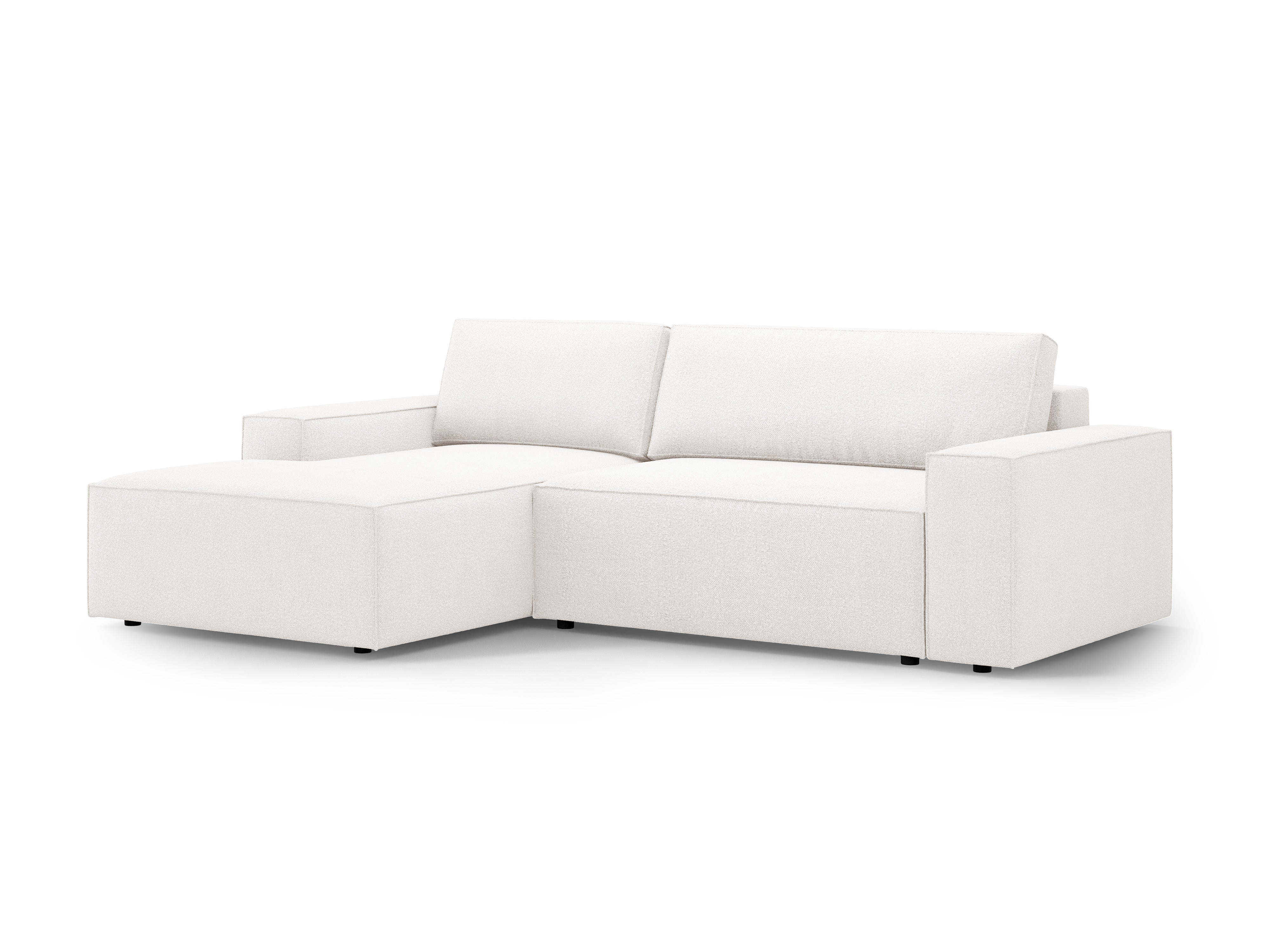 Ecksofa links mit Schlaffunktion JODIE weiß Boucle