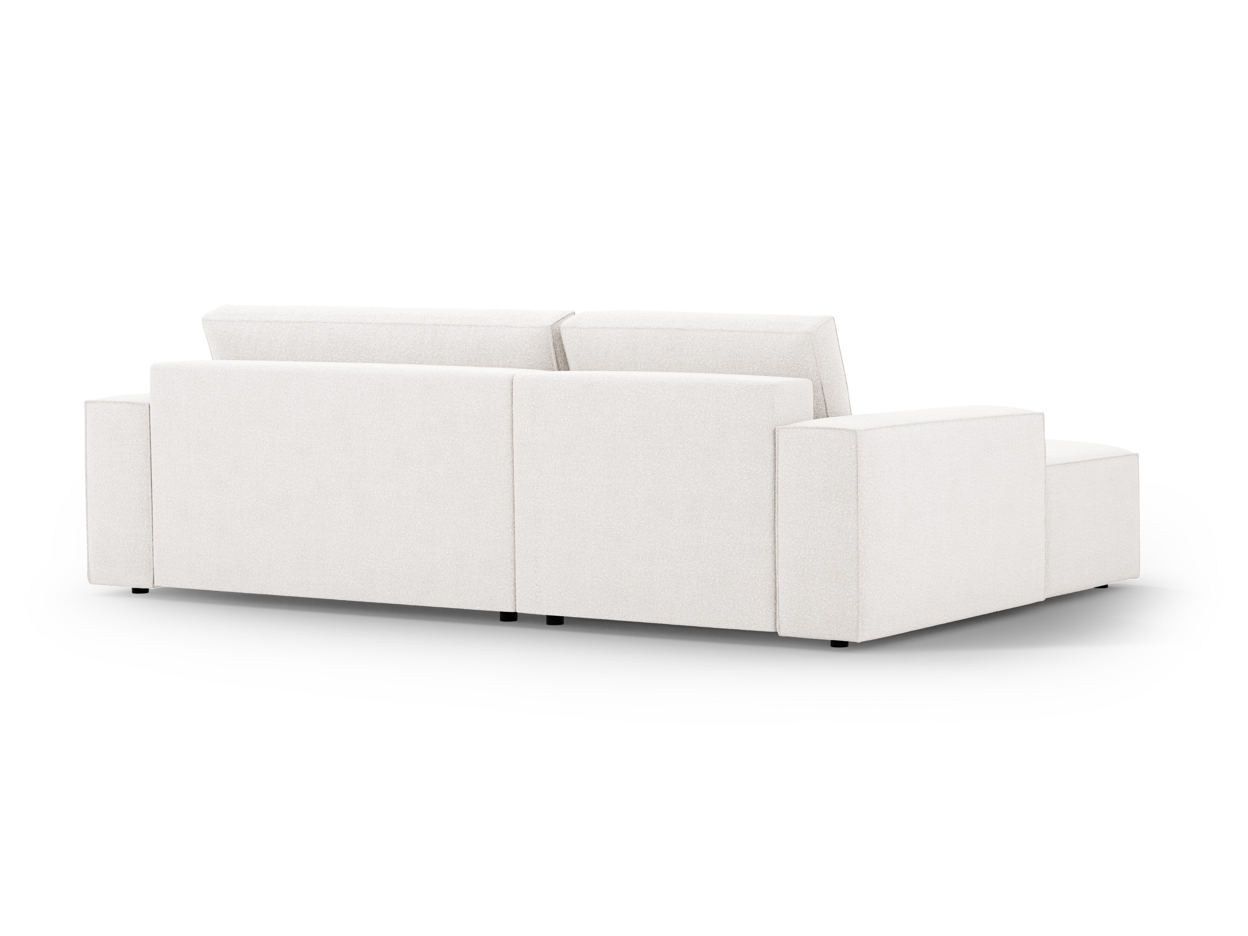 Ecksofa links mit Schlaffunktion JODIE weiß Boucle