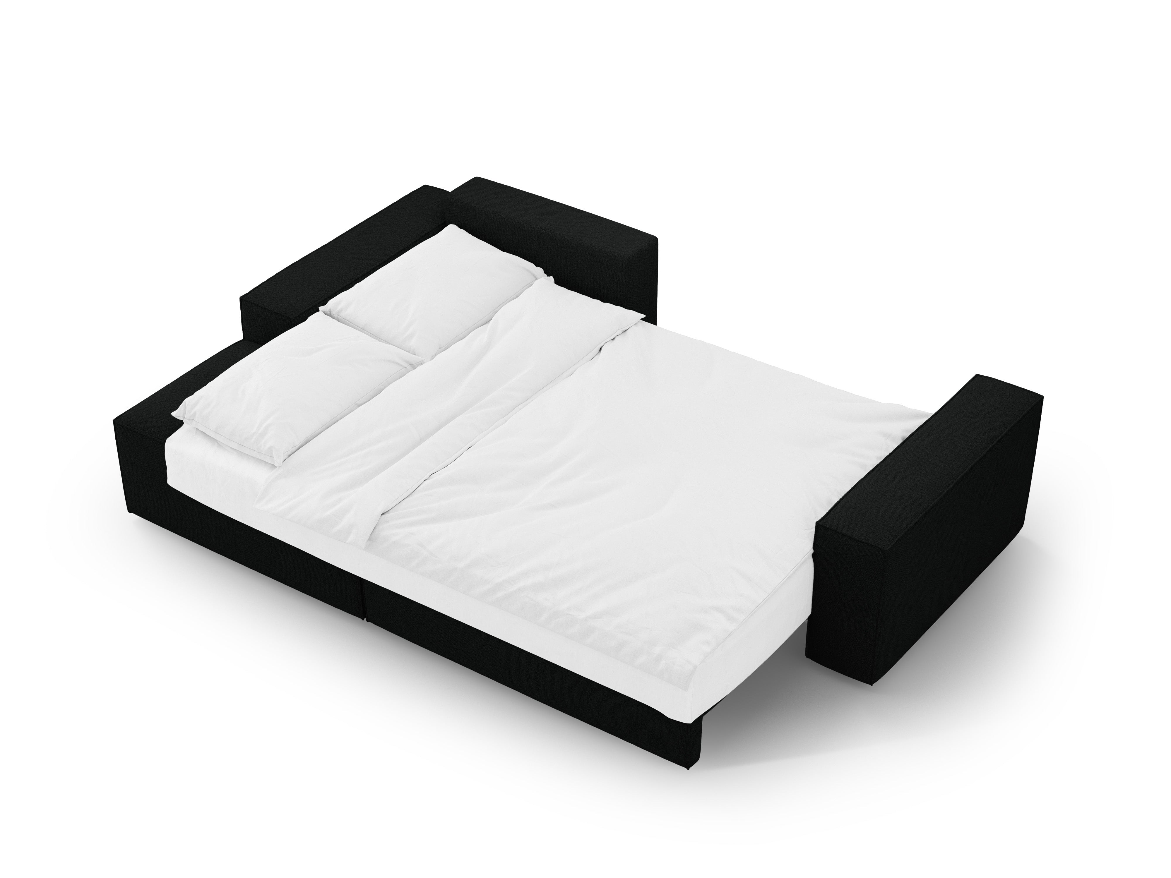 Left-facing corner sofa bed JODIE black boucle