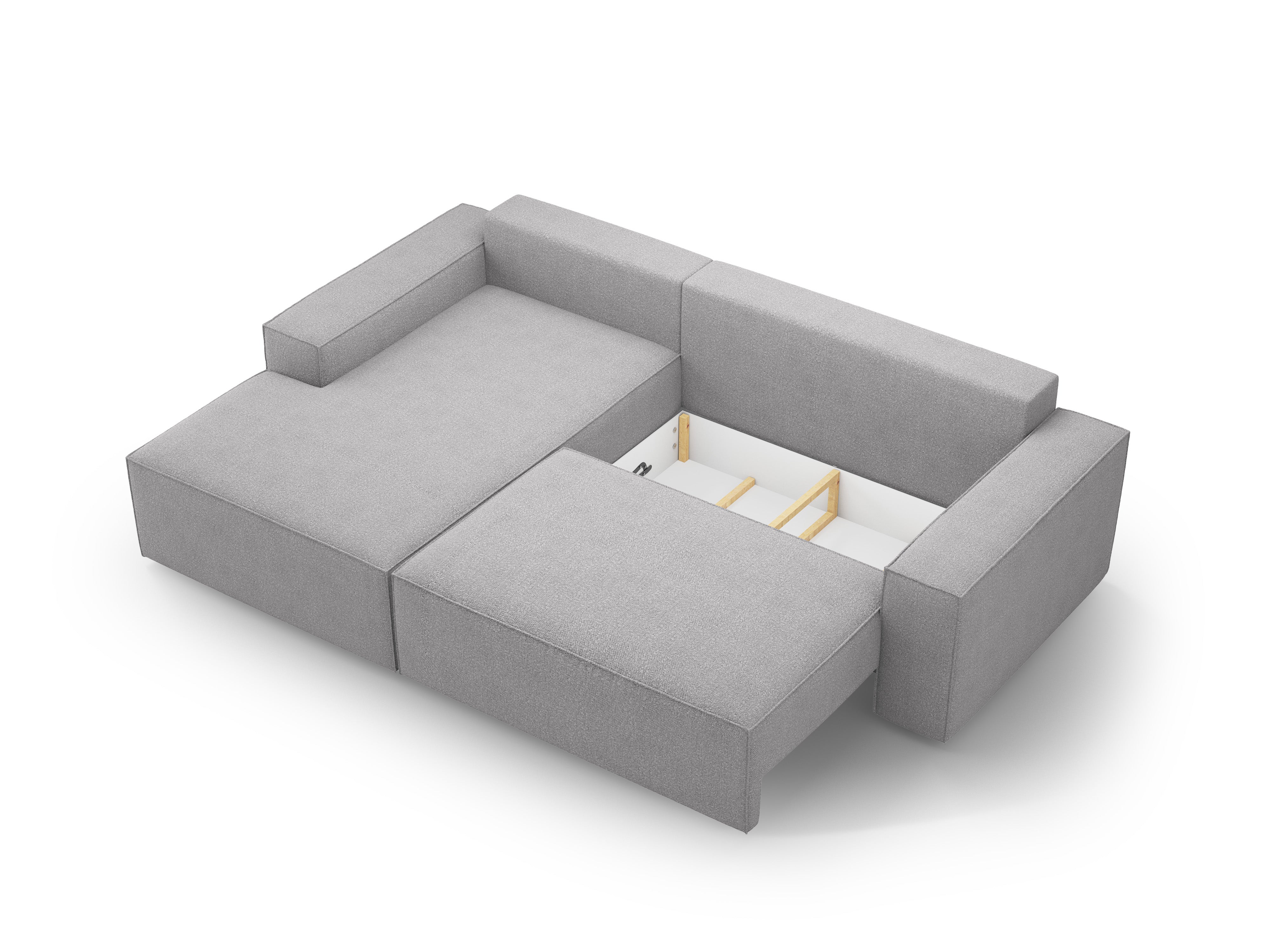 Left-facing corner sofa bed JODIE light gray boucle