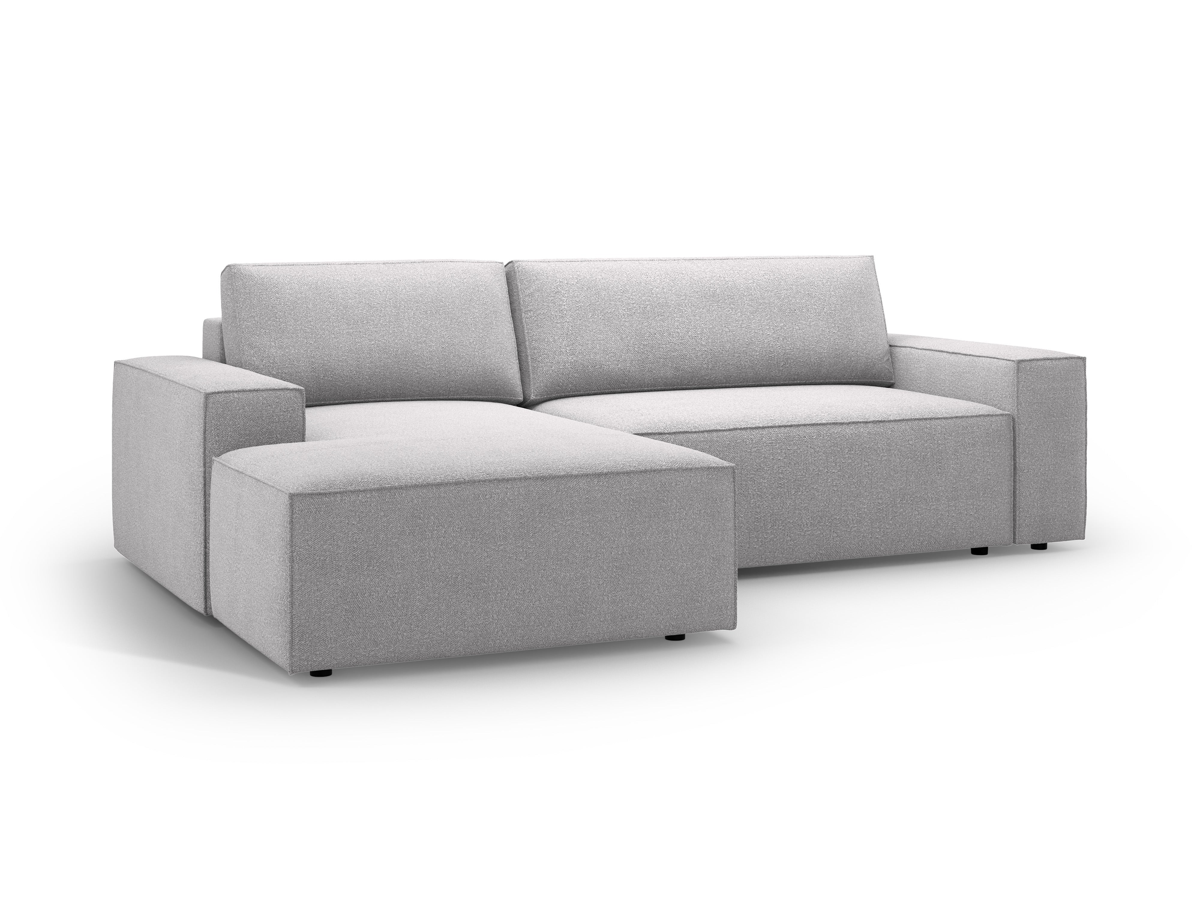Left-facing corner sofa bed JODIE light gray boucle