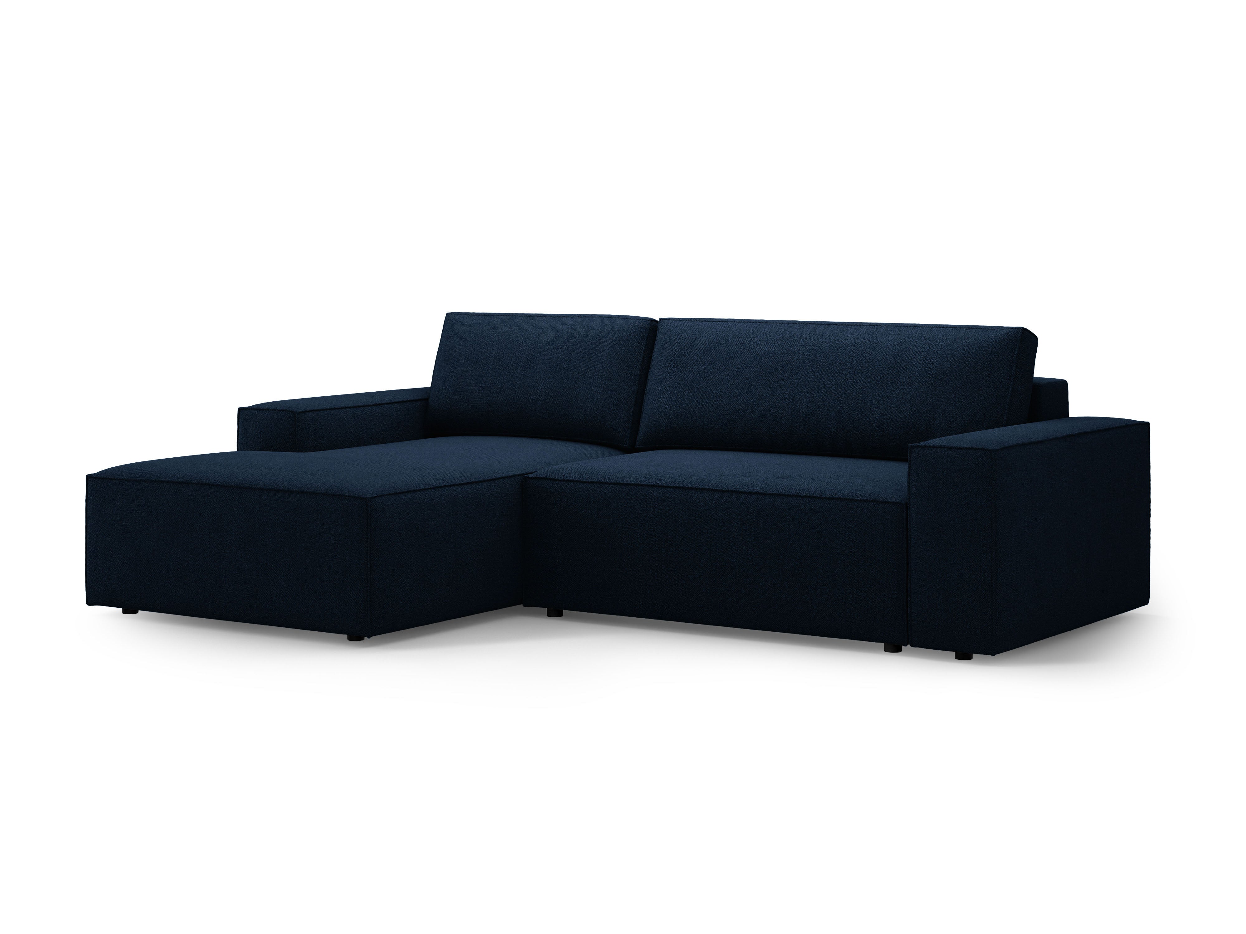 Ecksofa links mit Schlaffunktion JODIE dunkelblau Boucle