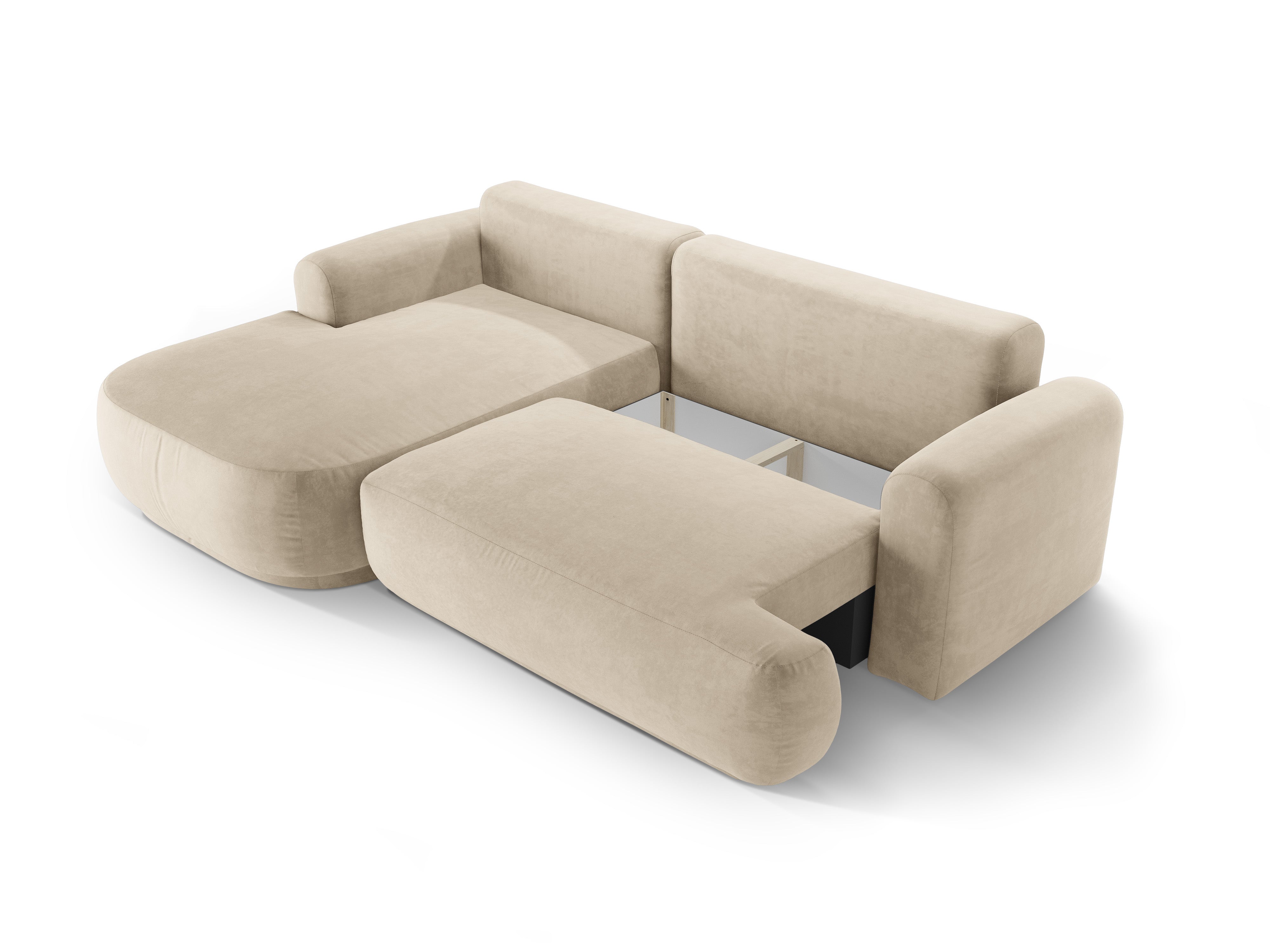 Samt linke Ecke mit Ella Light Beige Schlaffunktion