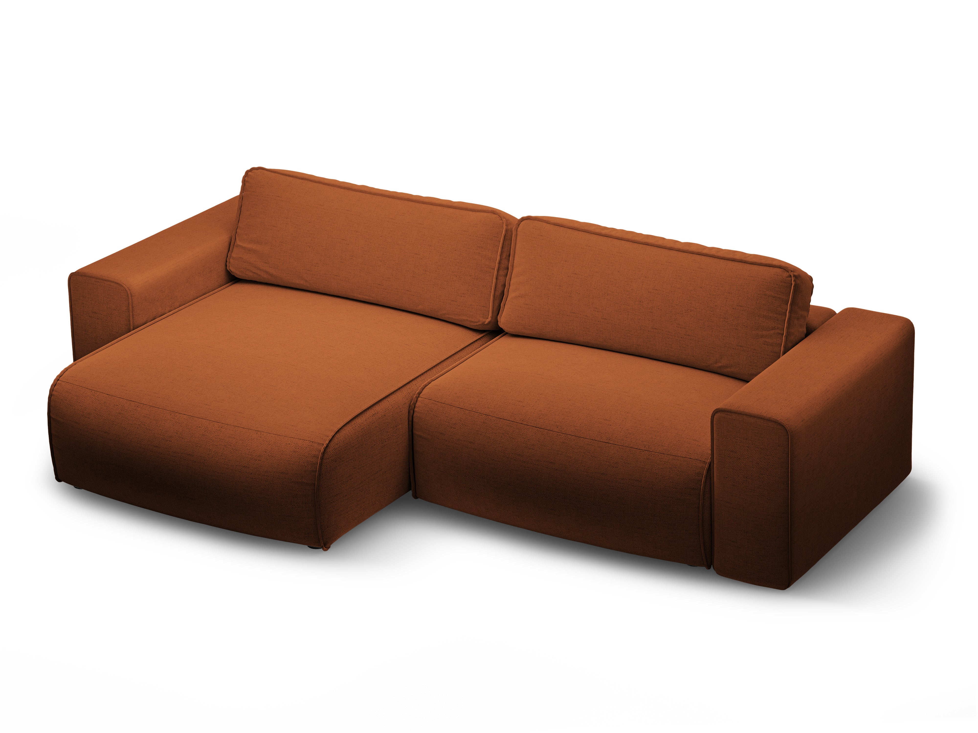 Linksseitiges 3-Sitzer-Sofa mit Schlaffunktion VICTOR in ziegelrotem Chenille