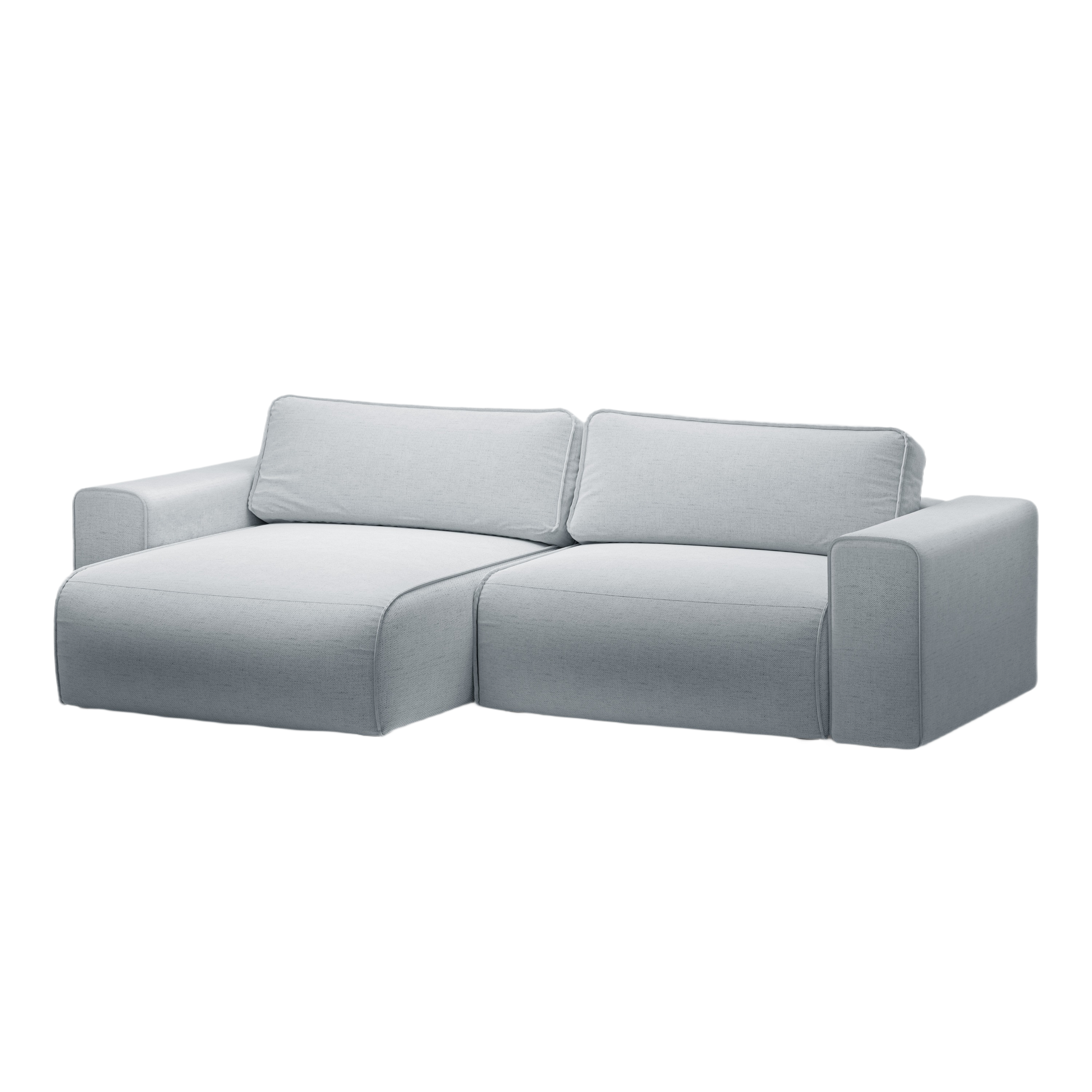 Left-facing 3-seater sofa bed VICTOR light gray chenille
