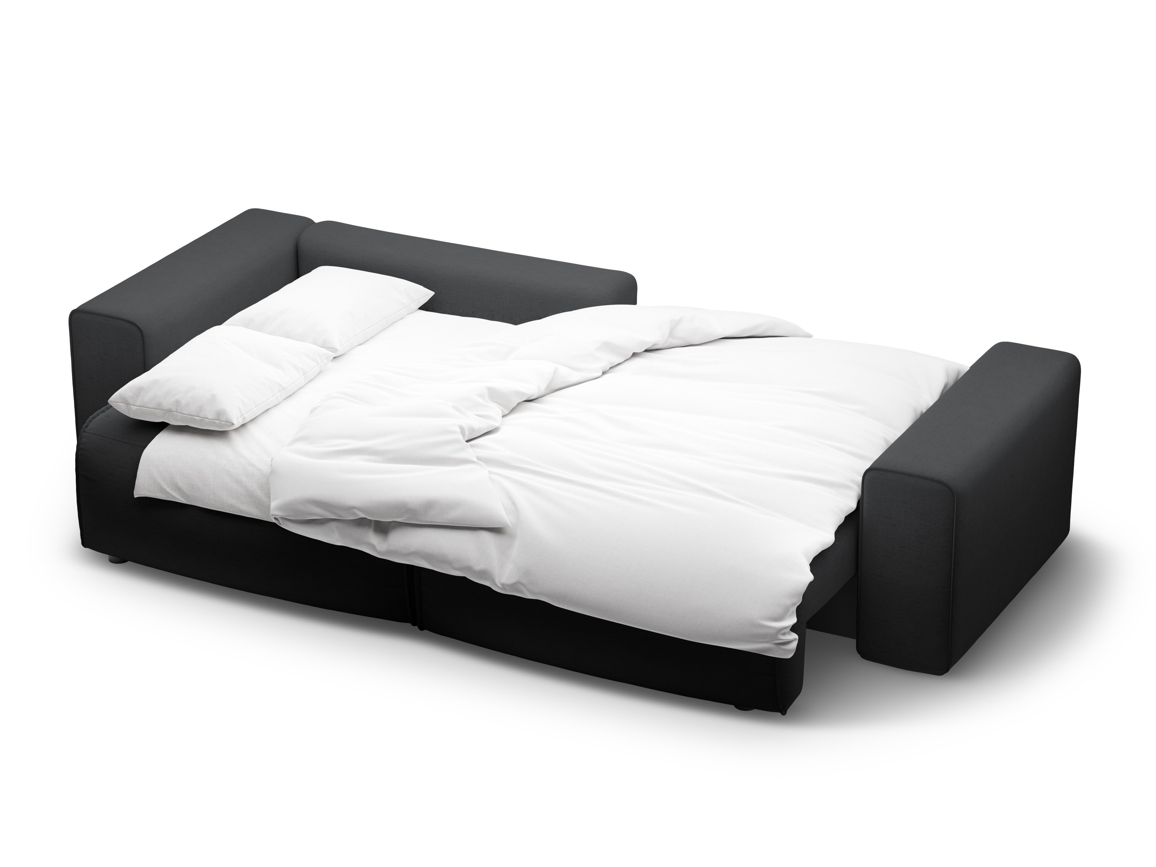 Linksseitiges 3-Sitzer-Sofa mit Schlaffunktion VICTOR in anthrazitfarbenem Chenille