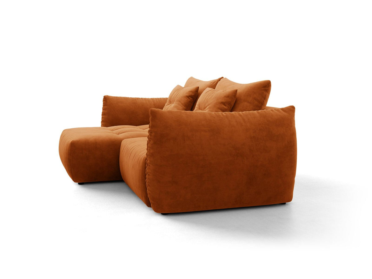 Narożnik aksamitny lewostronny z funkcją spania BLOOM terracotta – ujęcie 3