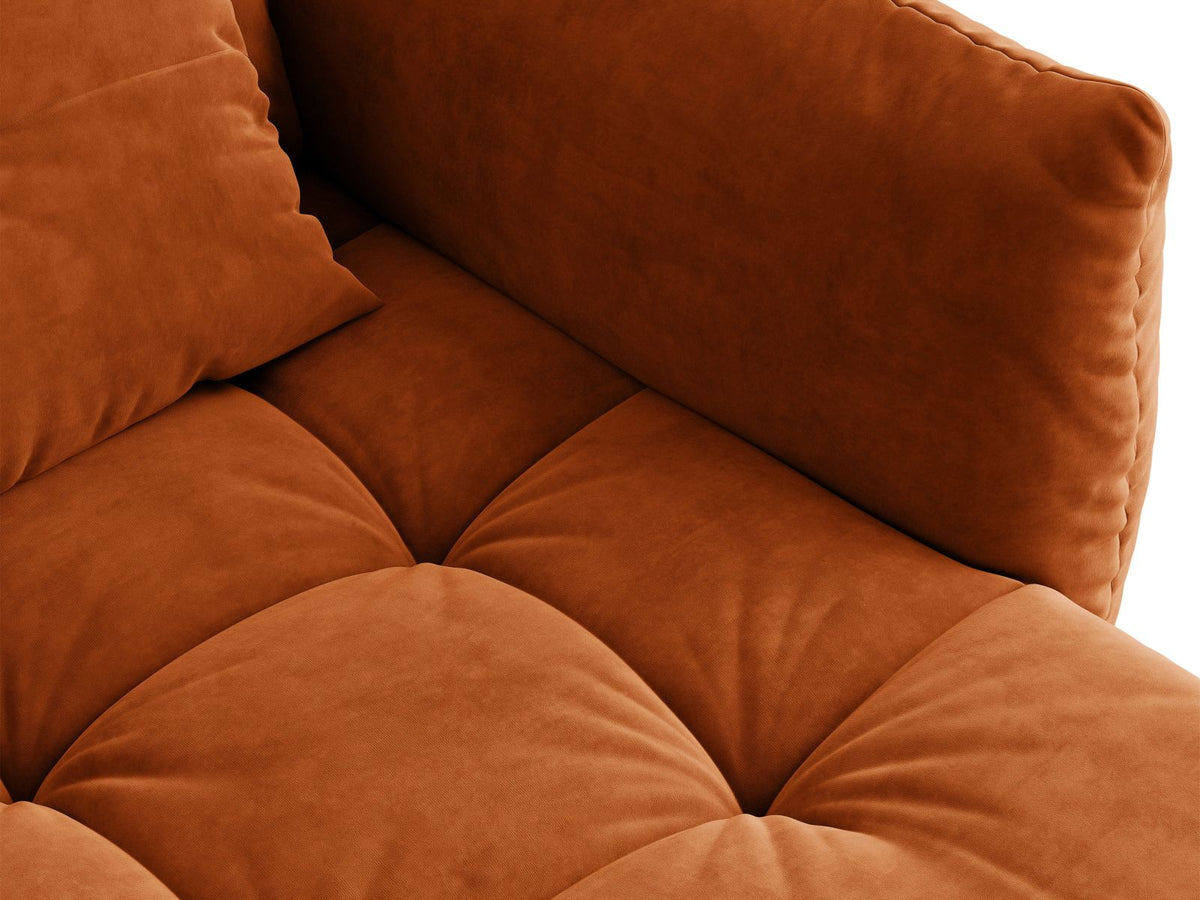Narożnik aksamitny lewostronny z funkcją spania BLOOM terracotta – ujęcie 8