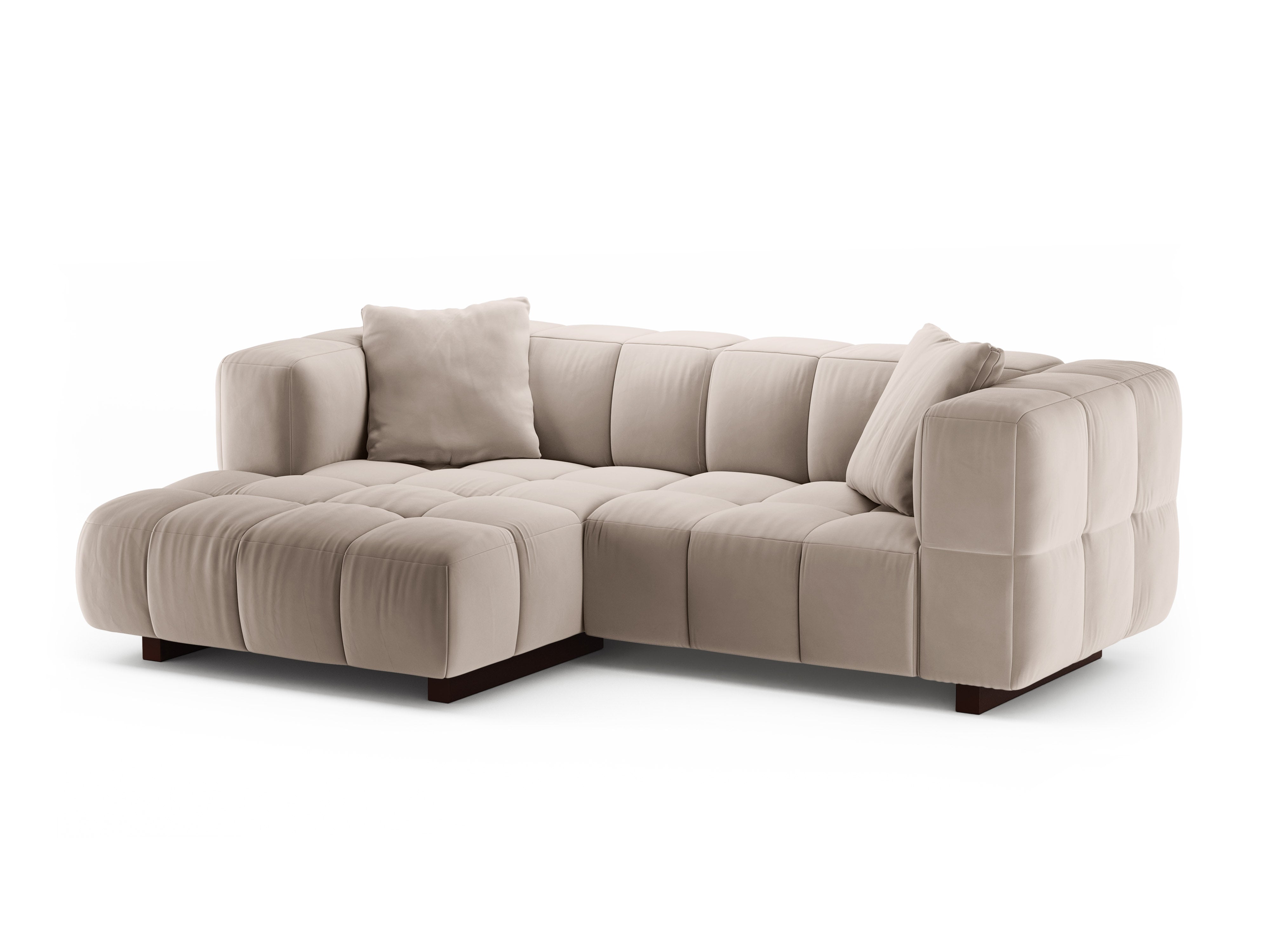 Samt-Ecksofa links mit Schlaffunktion PUMA beige