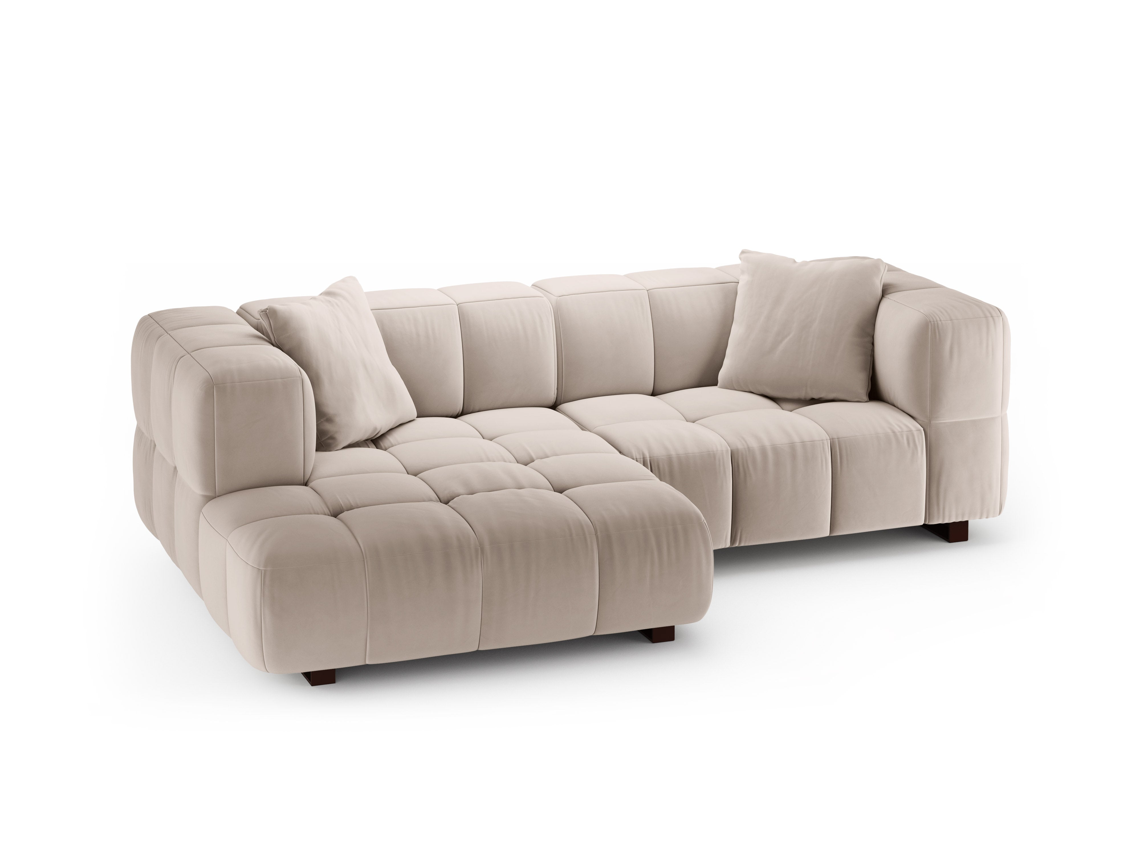 Samt-Ecksofa links mit Schlaffunktion PUMA beige