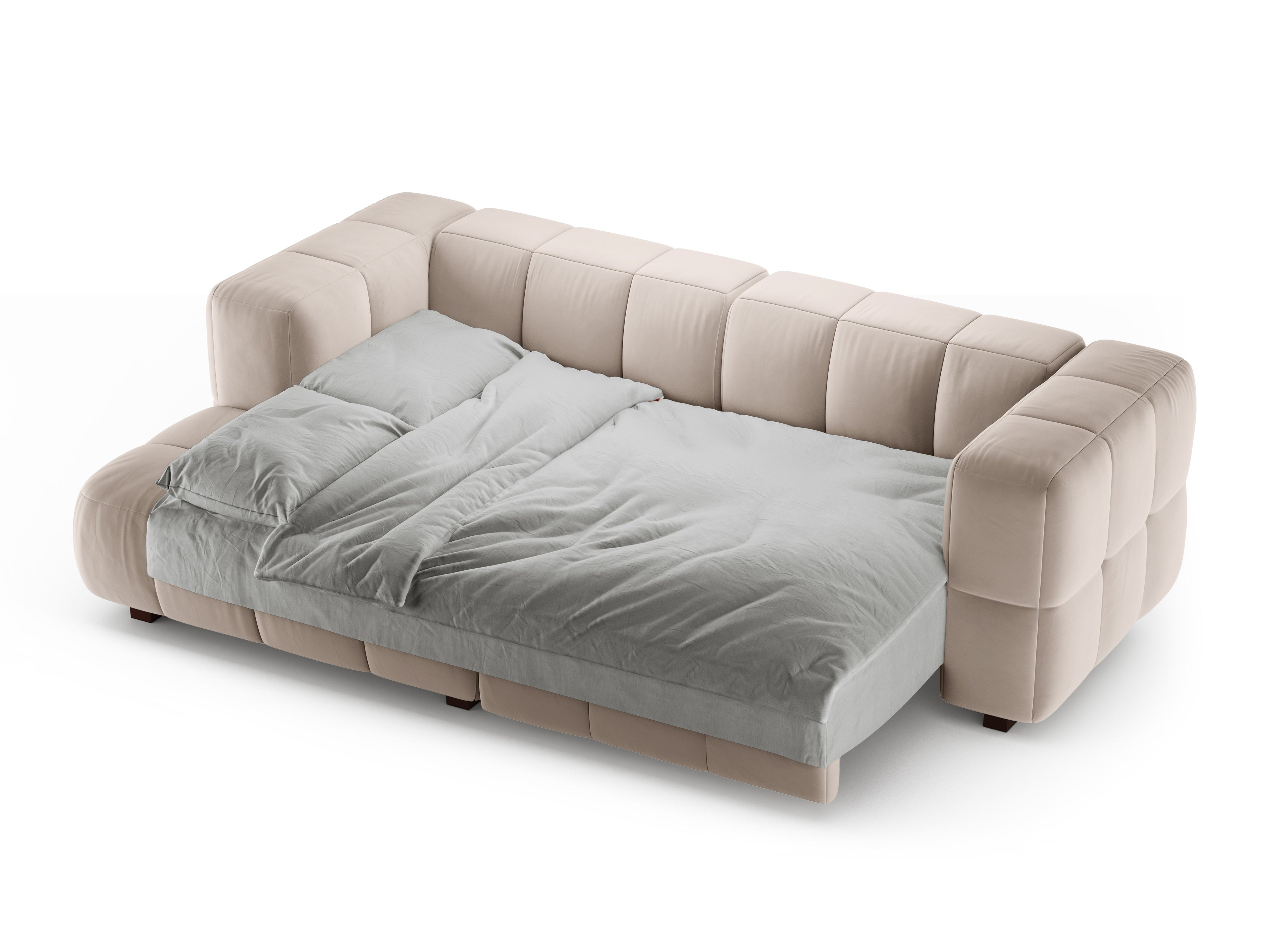 Samt-Ecksofa links mit Schlaffunktion PUMA beige