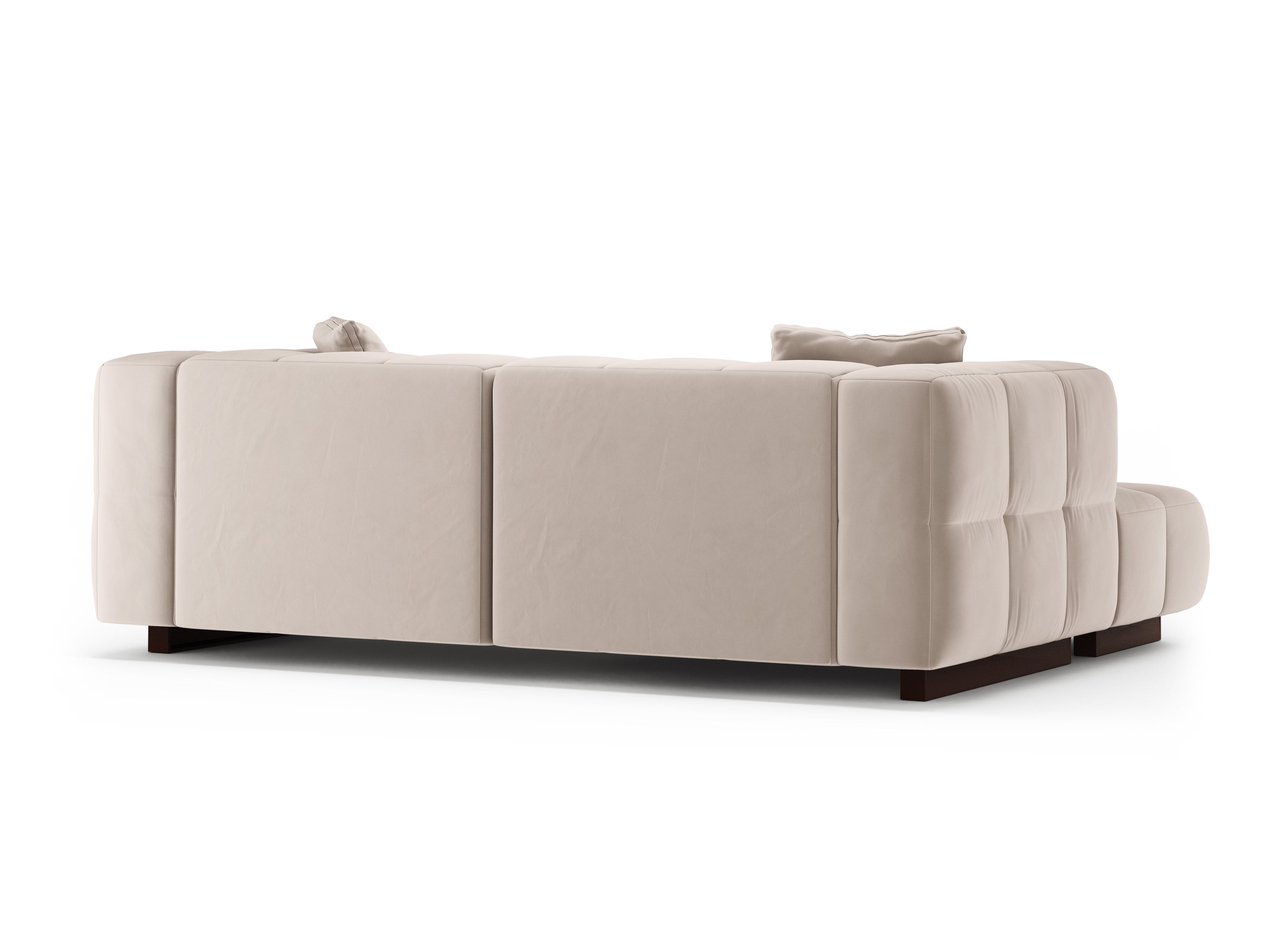 Samt-Ecksofa links mit Schlaffunktion PUMA beige
