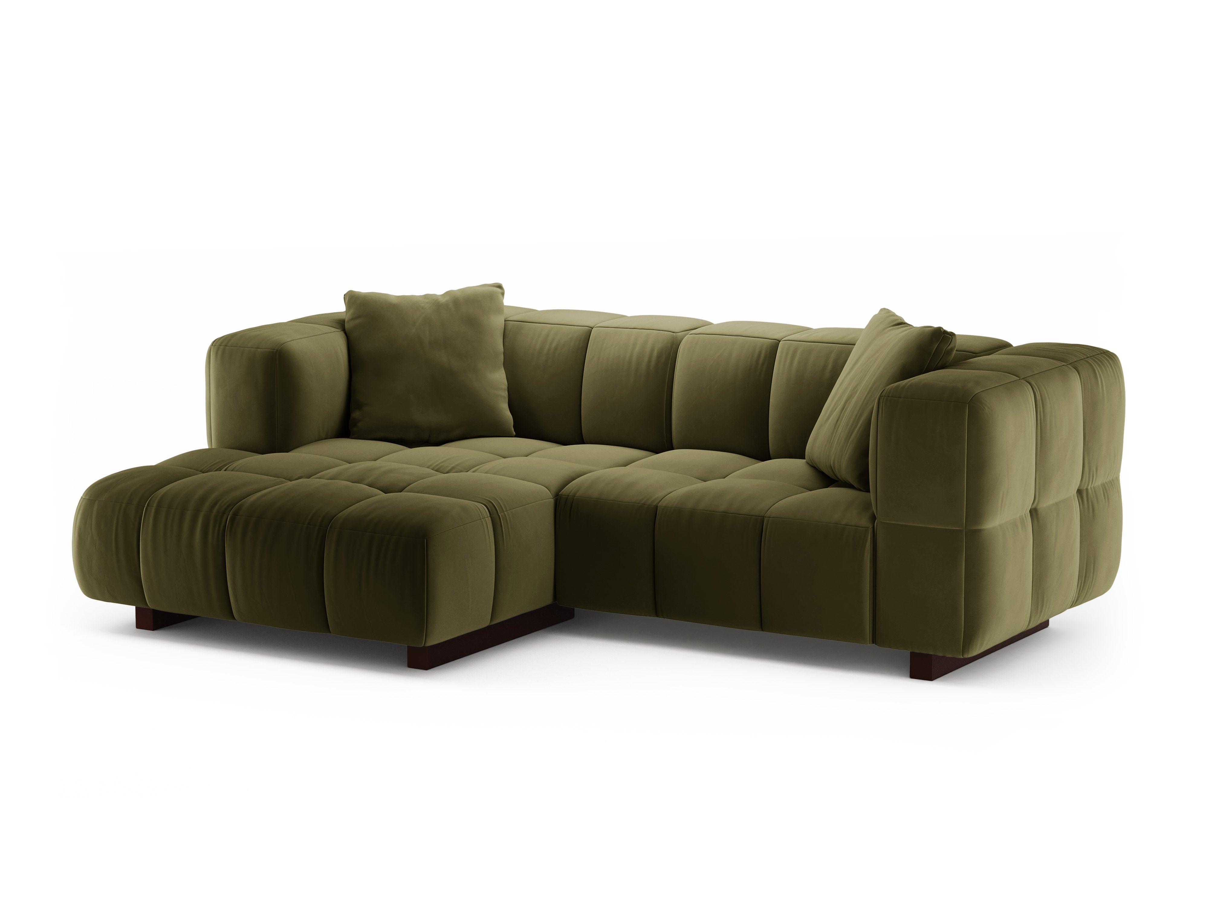 Samt-Ecksofa links mit Schlaffunktion PUMA grün