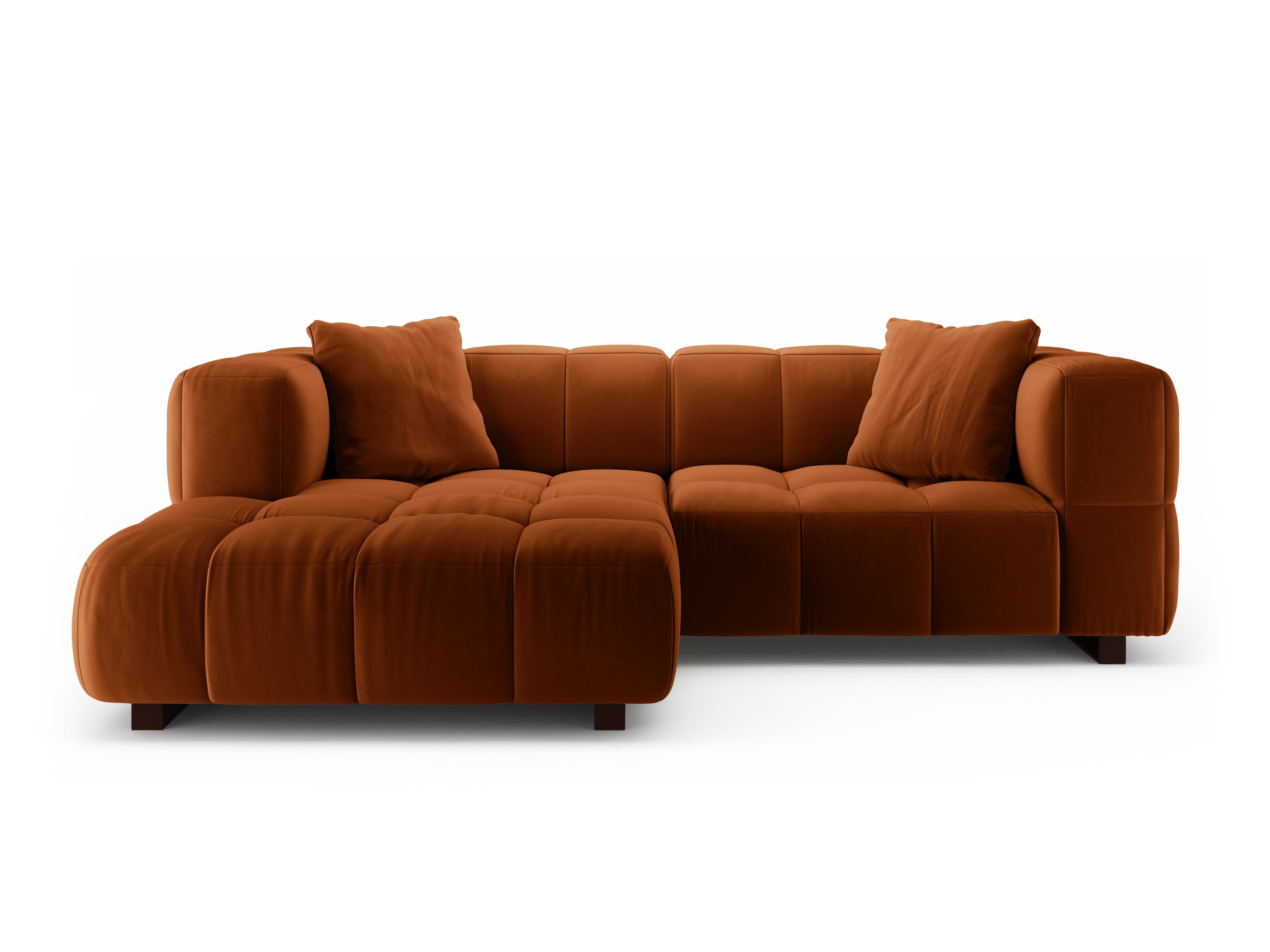 Samt-Ecksofa links mit Schlaffunktion PUMA terrakotta