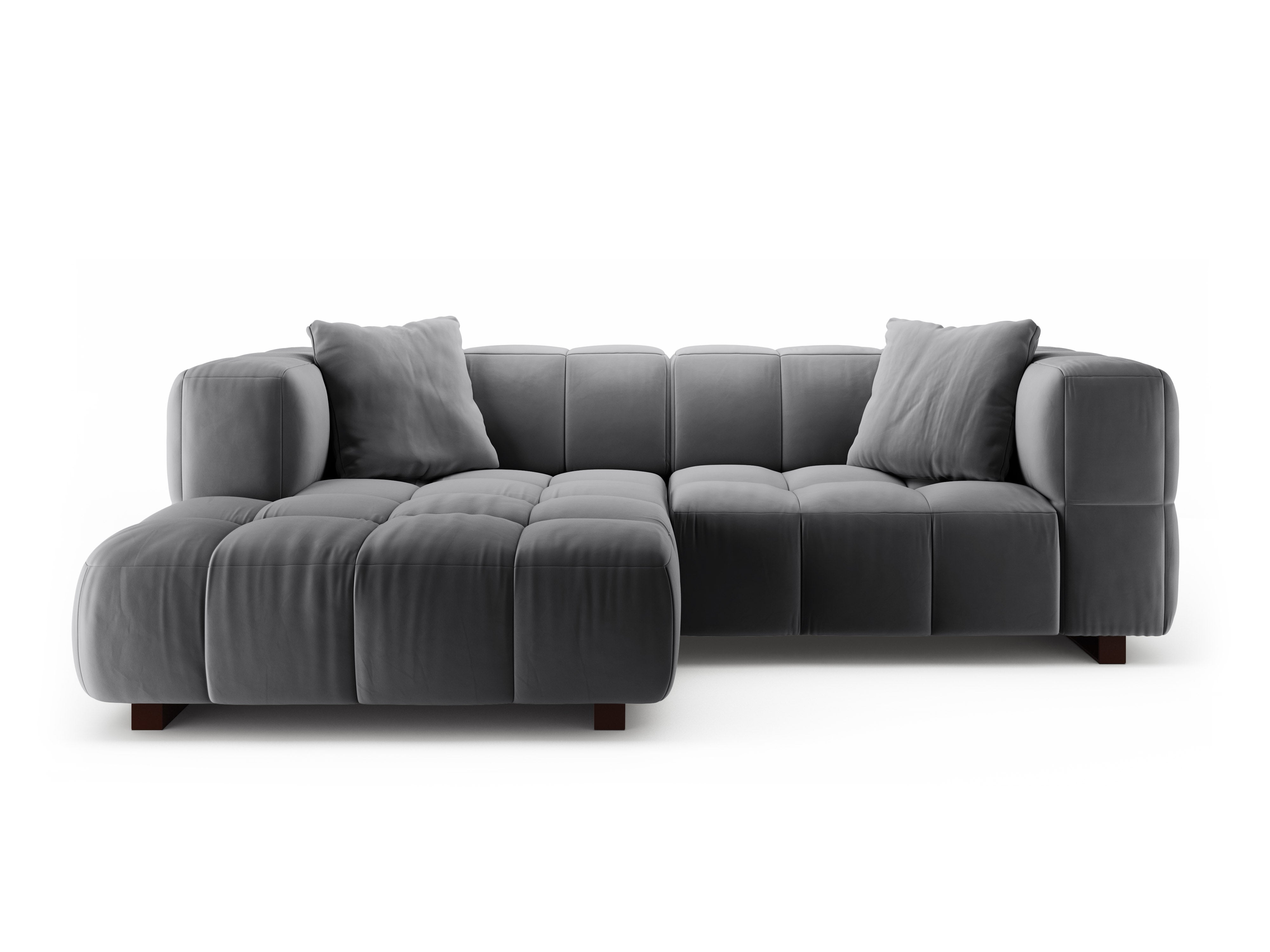 Samt-Ecksofa links mit Schlaffunktion PUMA grau