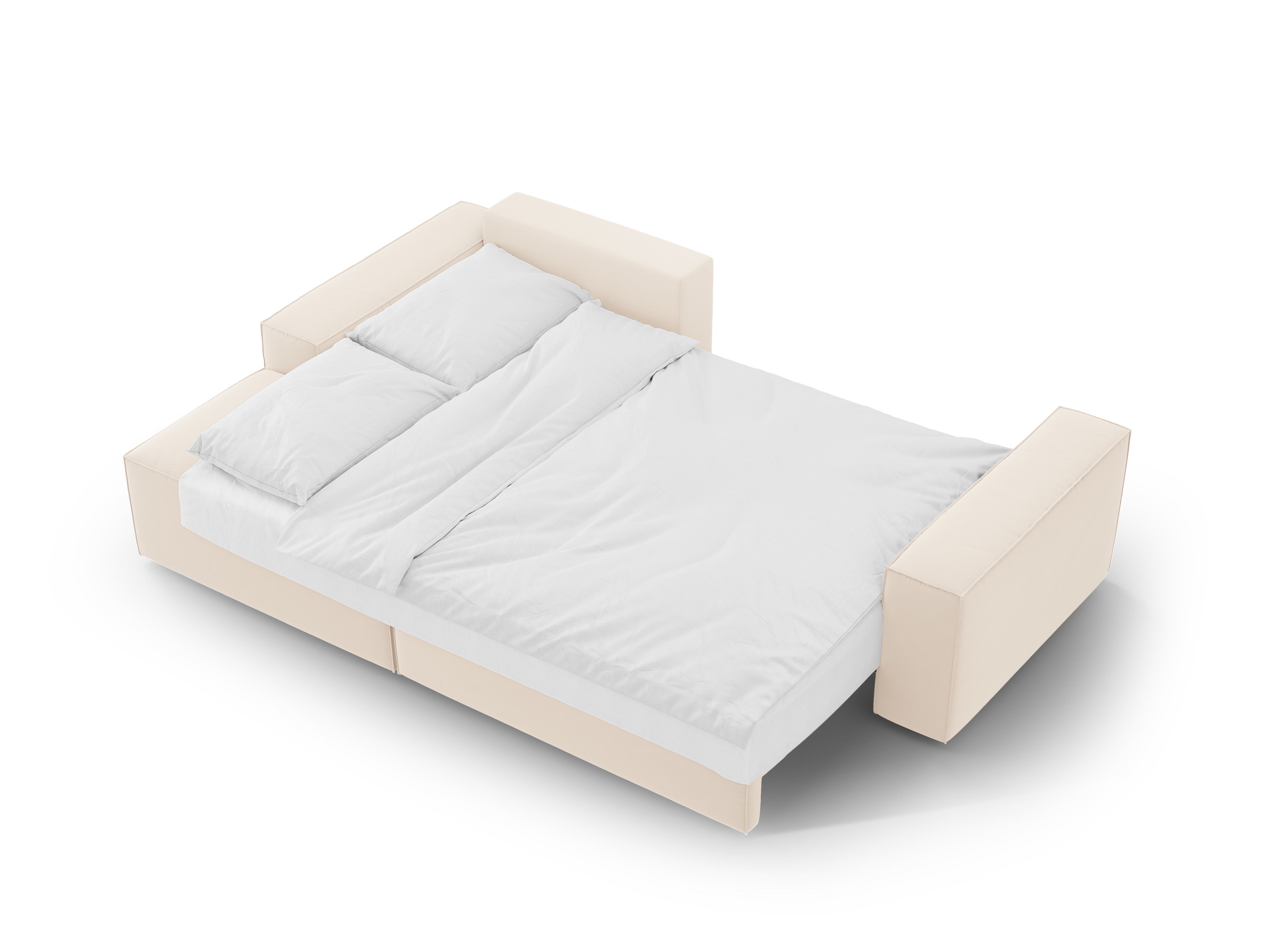 Samt-Ecksofa links mit Schlaffunktion JODIE hellbeige