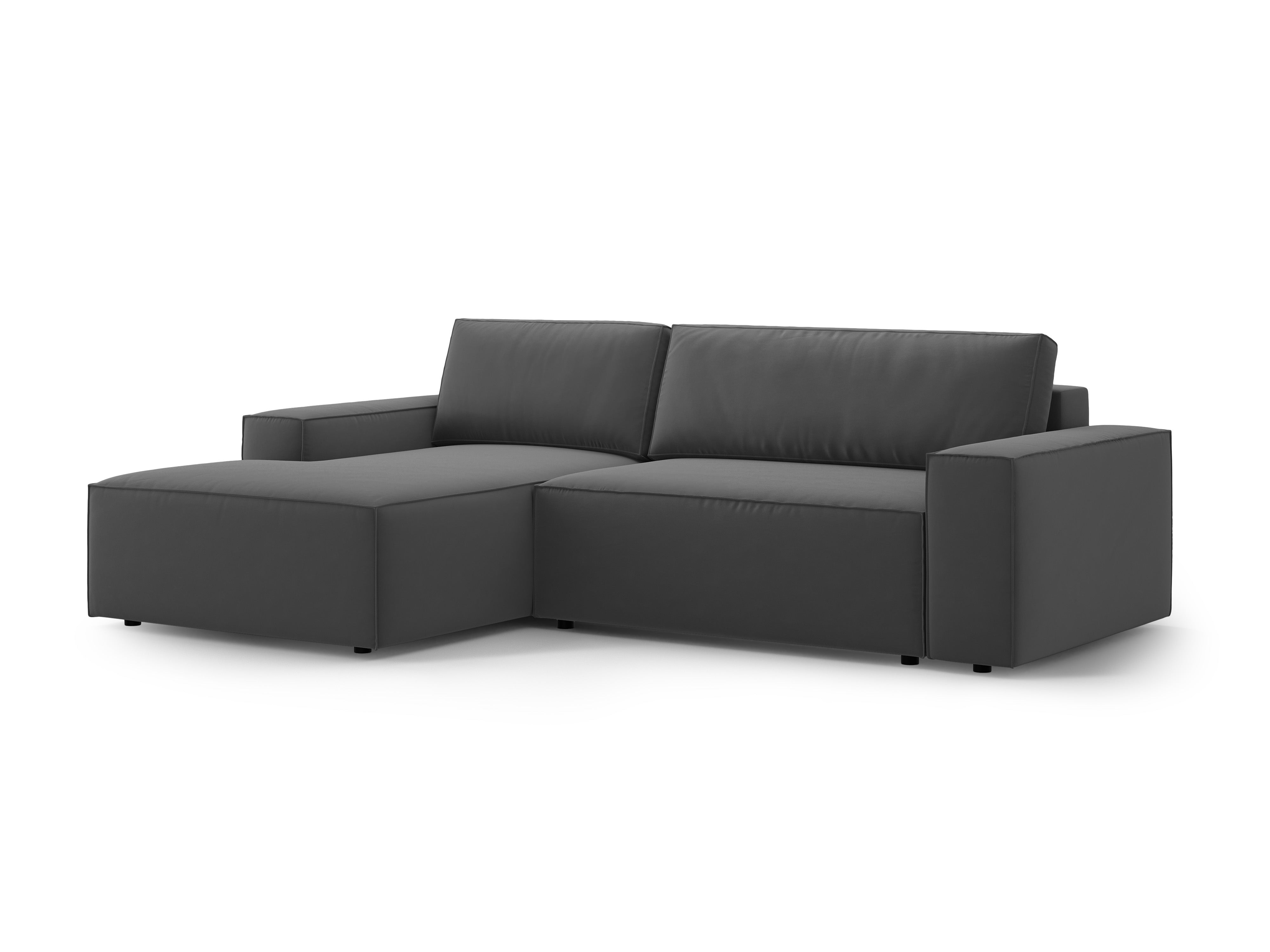 Samt-Ecksofa links mit Schlaffunktion JODIE grau