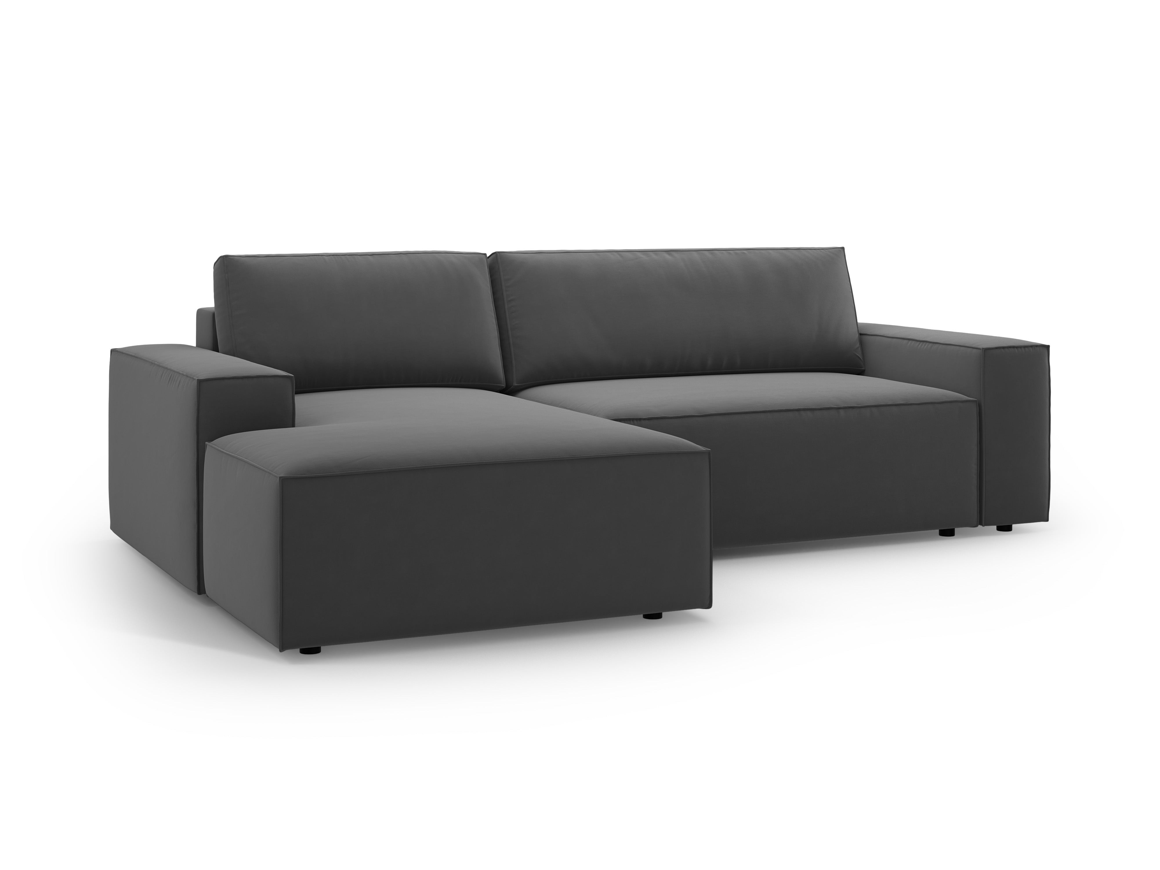 Samt-Ecksofa links mit Schlaffunktion JODIE grau
