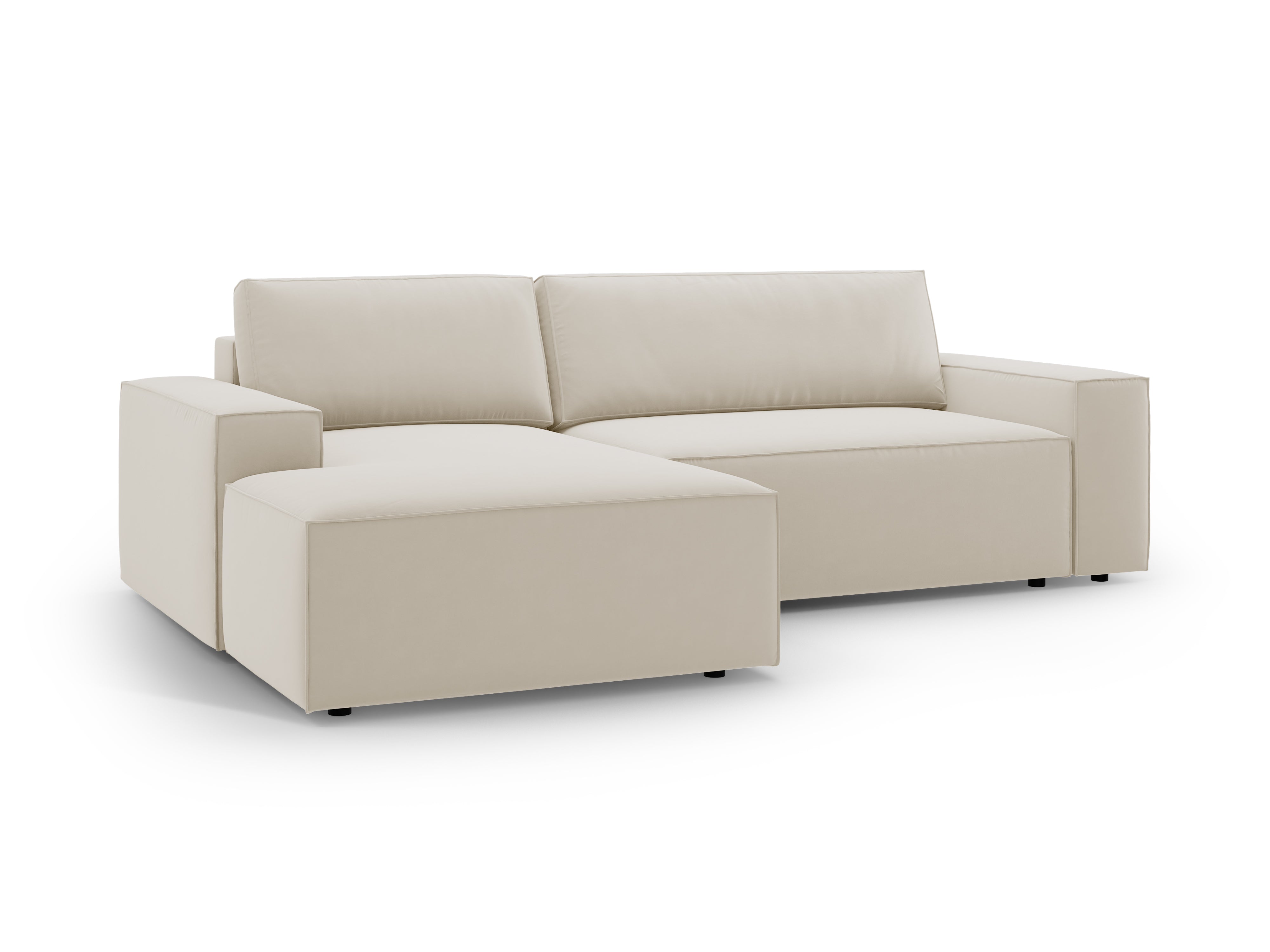 Left-facing velvet corner sofa bed JODIE dark beige