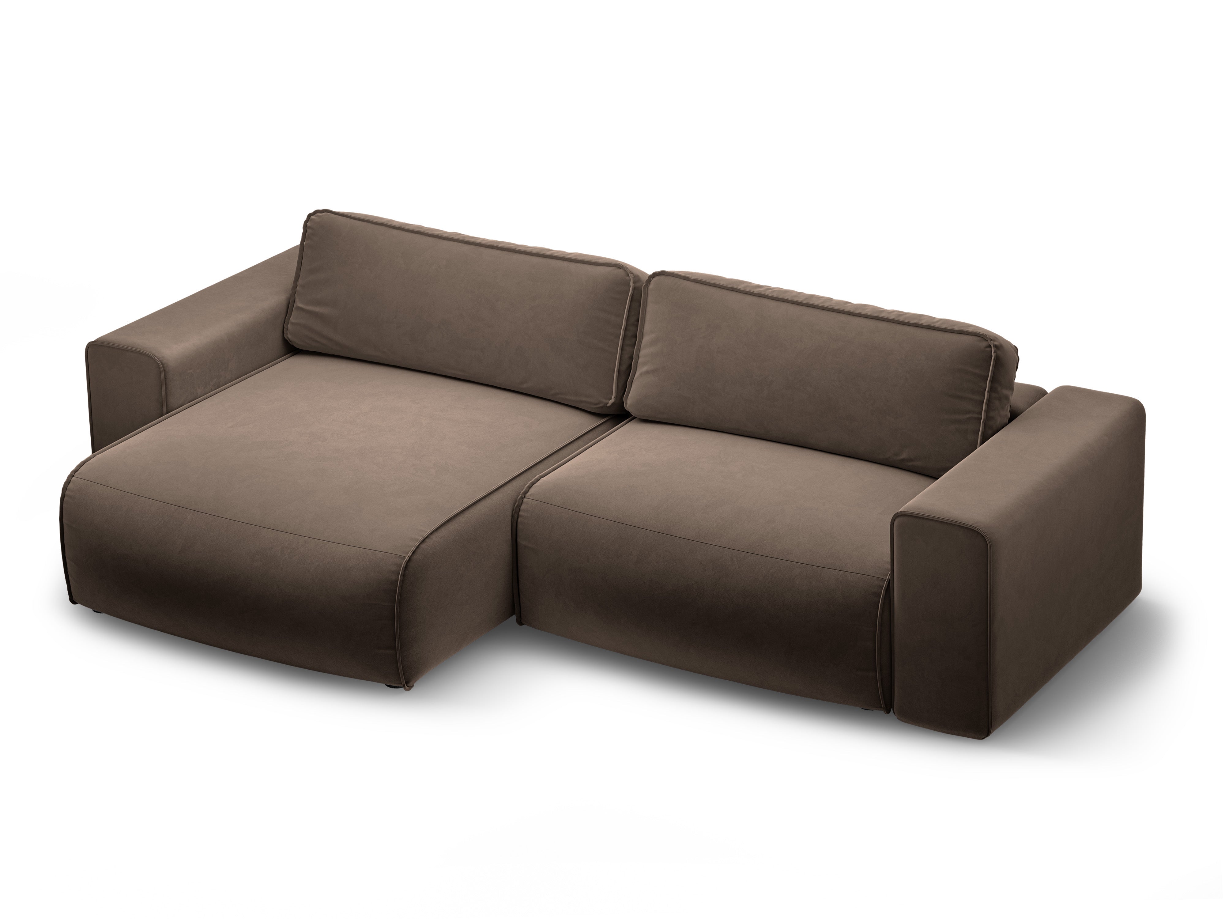 Velvet corner sofa left-sided 3-seater with sleeping function VICTOR chocolate [Monika] [Julia spr]