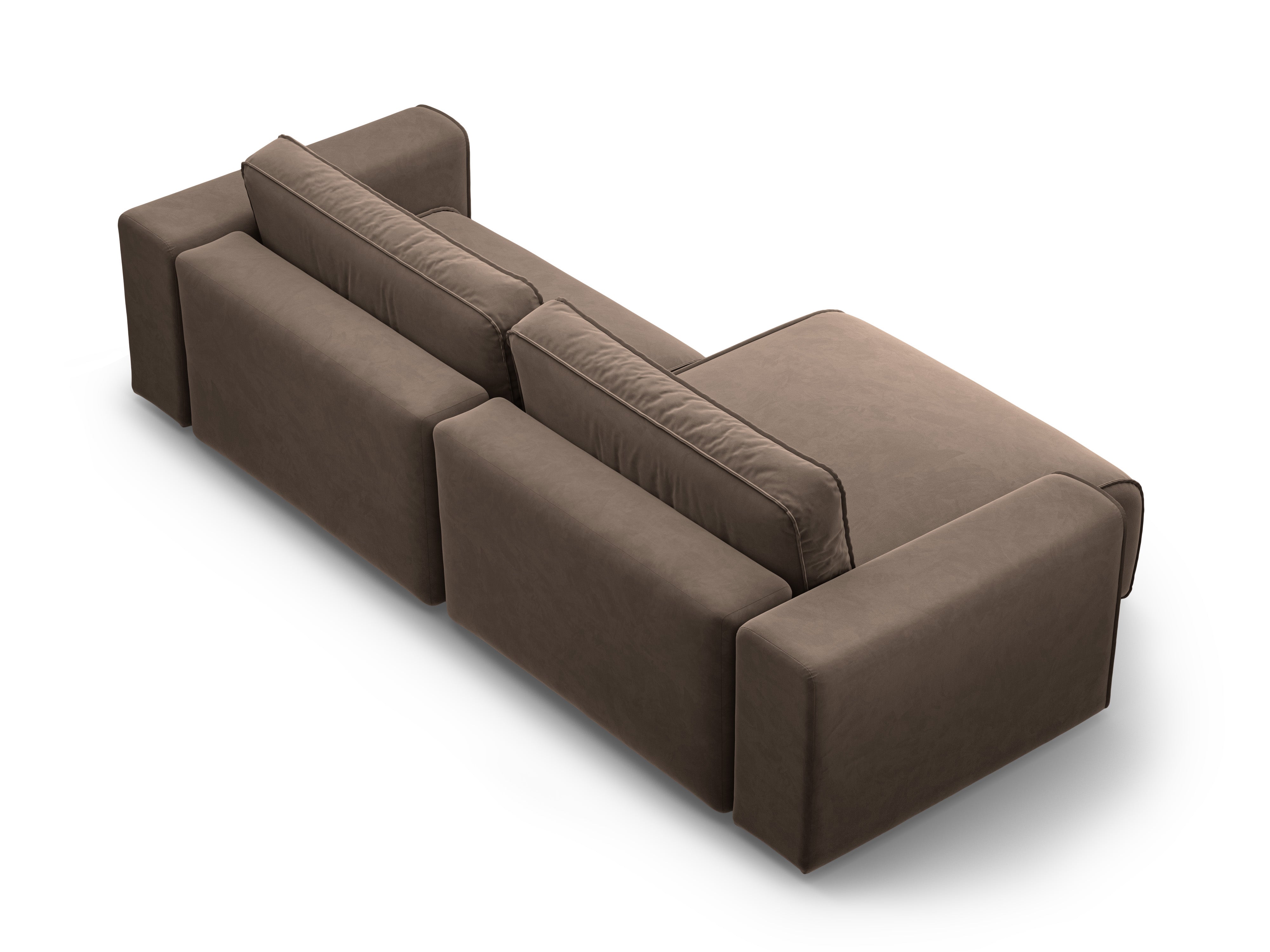 Left-facing velvet corner sofa for 3 people with sleeping function VICTOR chocolate