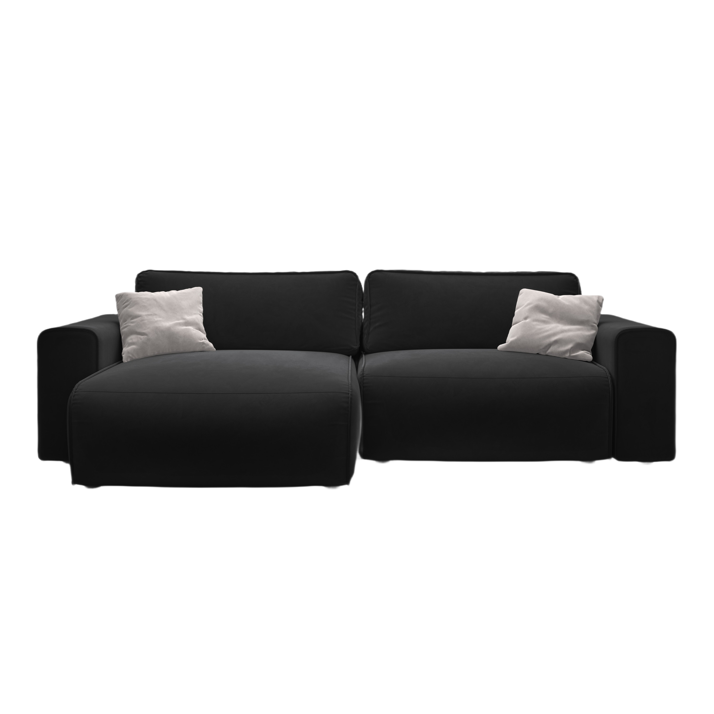 Black velvet left-sided 3-seater sofa bed VICTOR