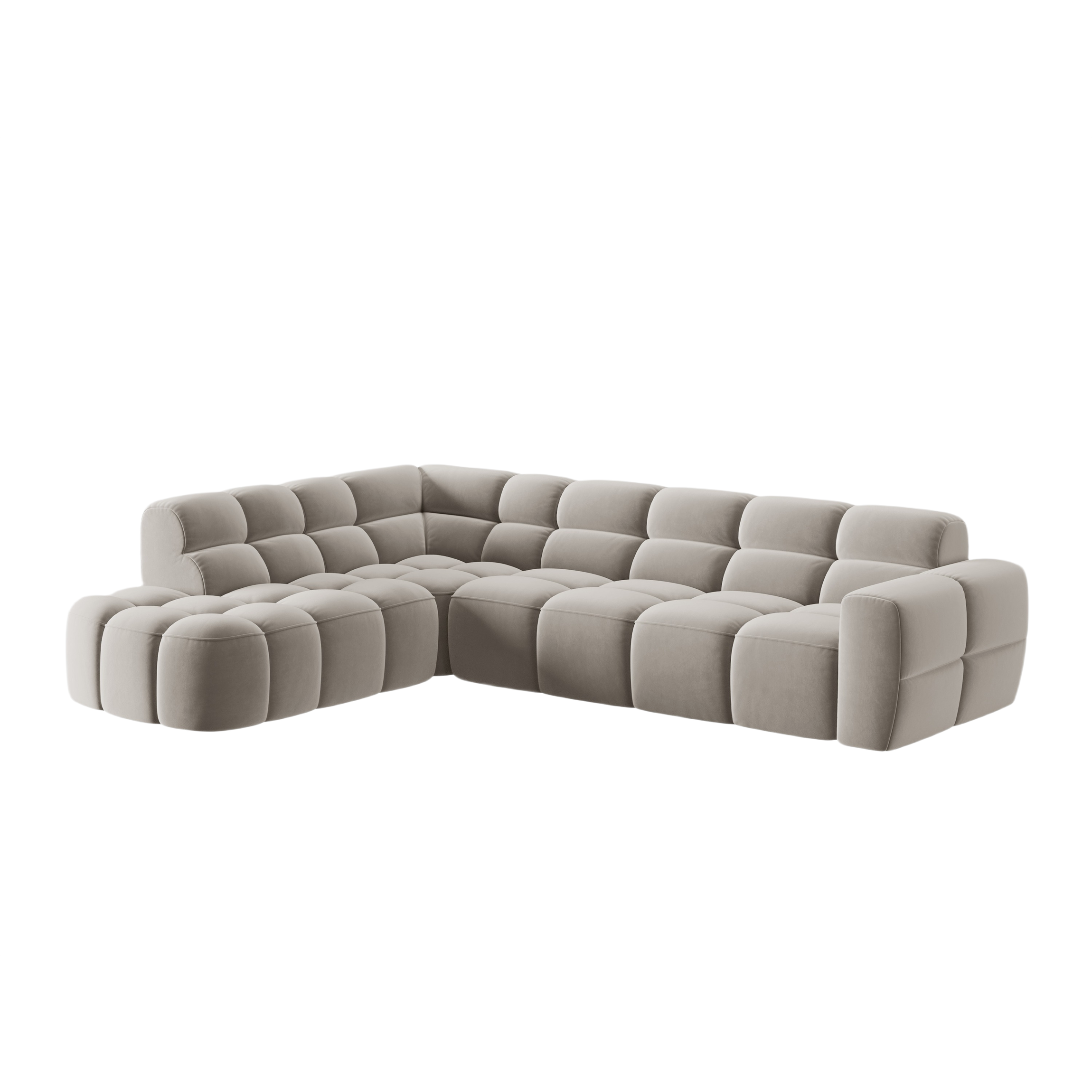 Left-facing velvet corner sofa LISA light beige [Monika] [Julia spr]