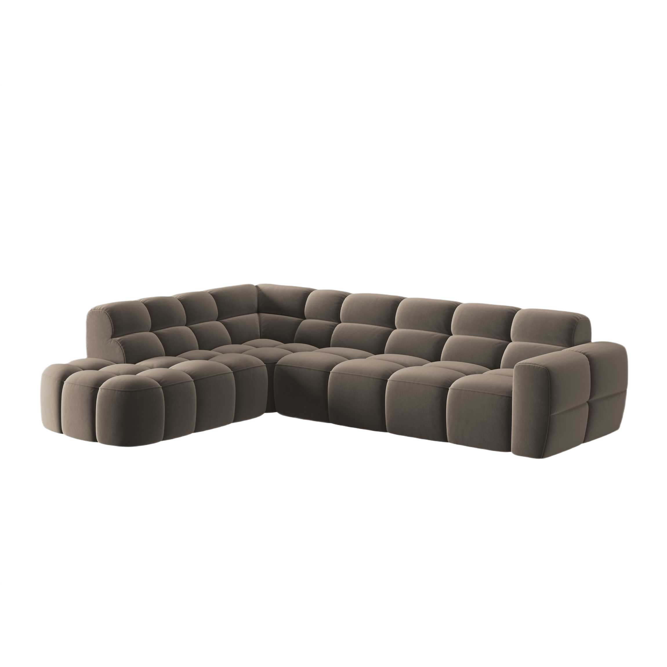 Left-facing velvet corner sofa LISA light brown [Monika]