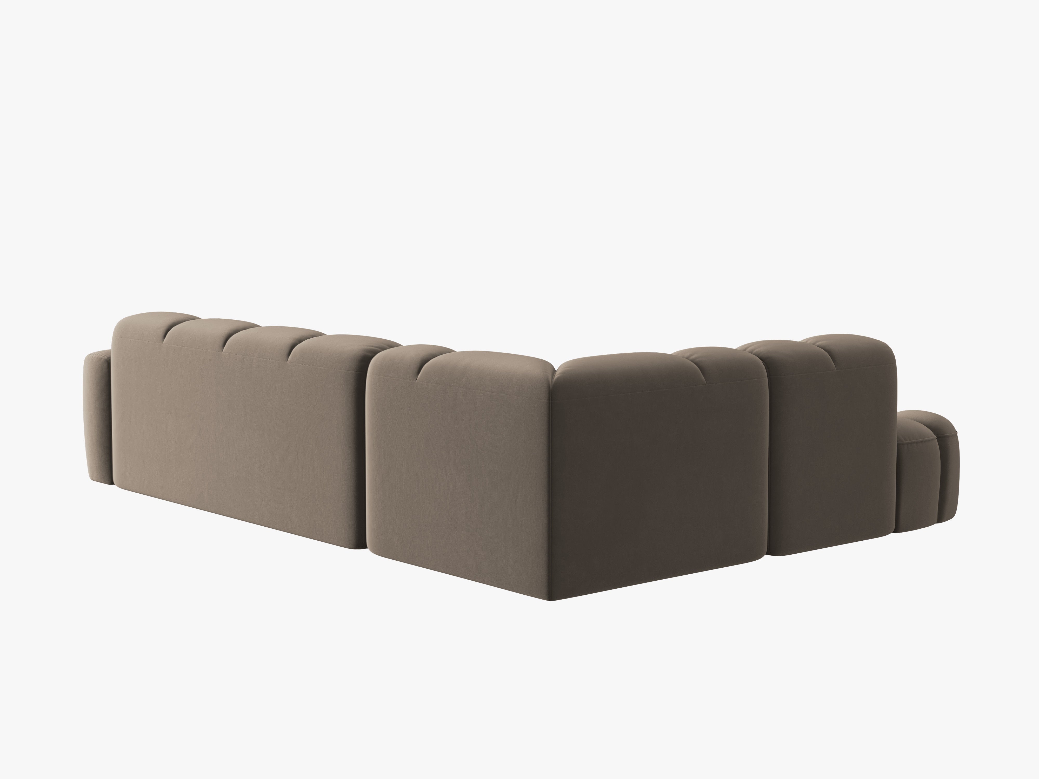 Left-facing velvet corner sofa LISA light brown [Monika]