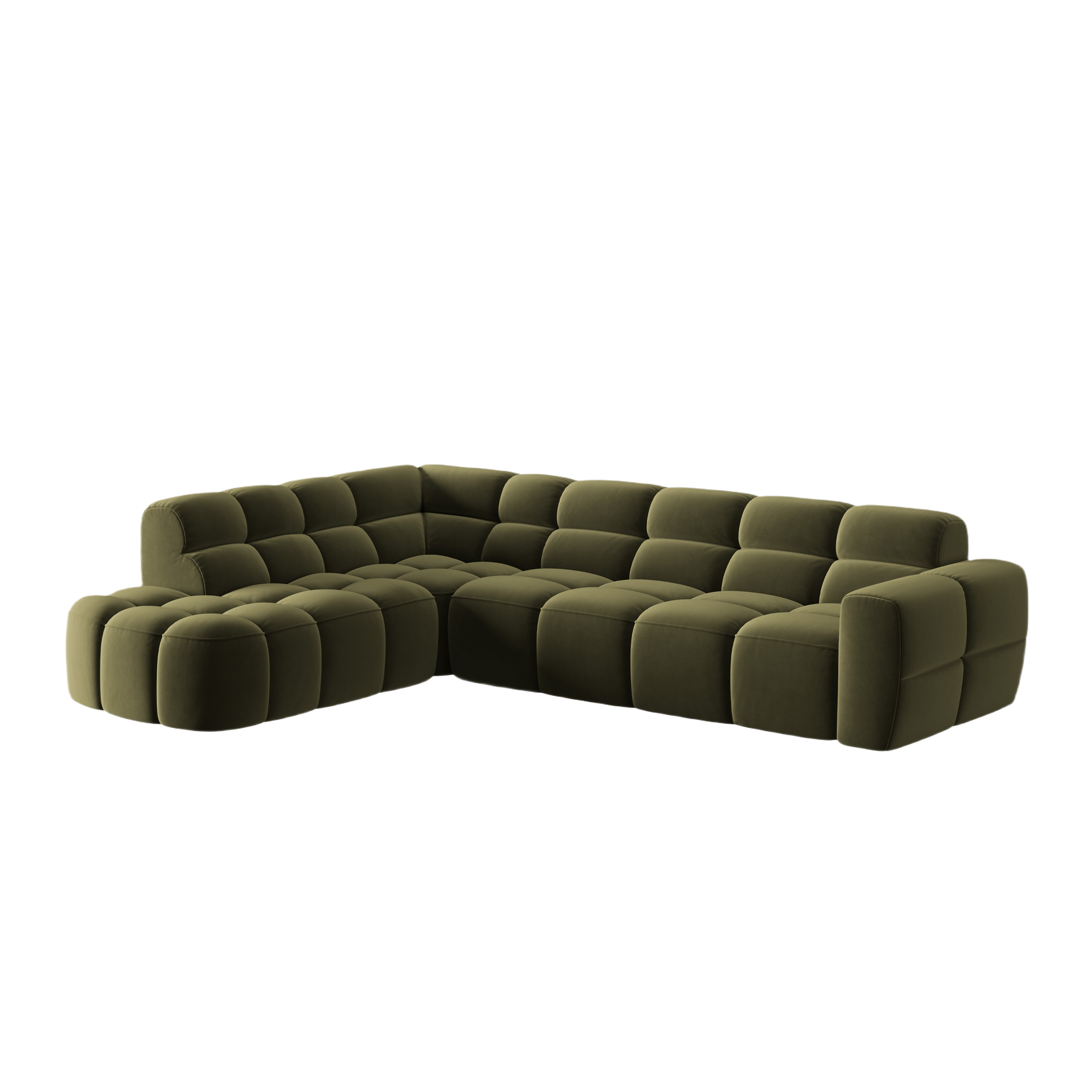 Left-facing velvet corner sofa LISA green [Monika]