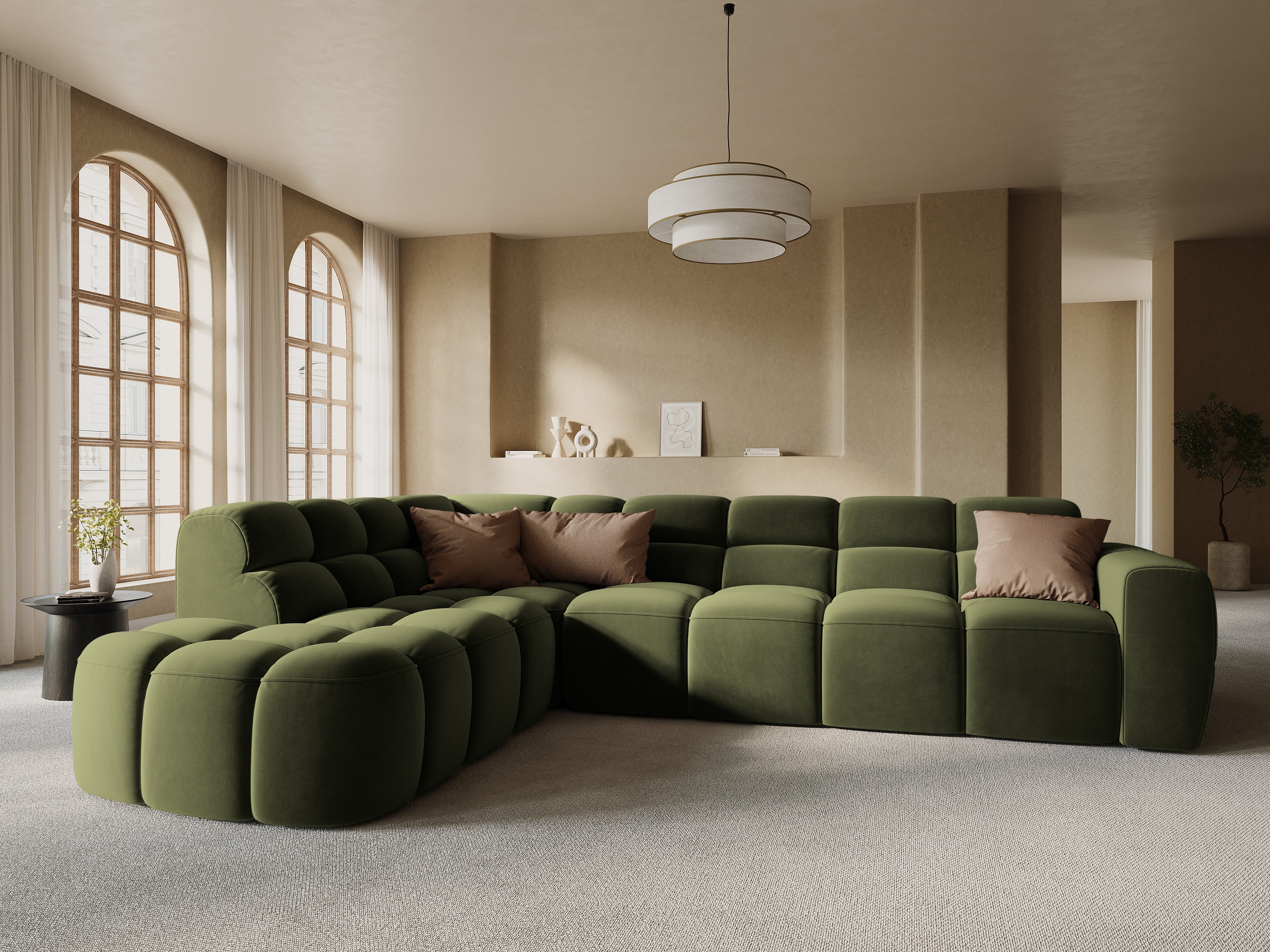 Samt-Ecksofa links LISA grün [Monika]