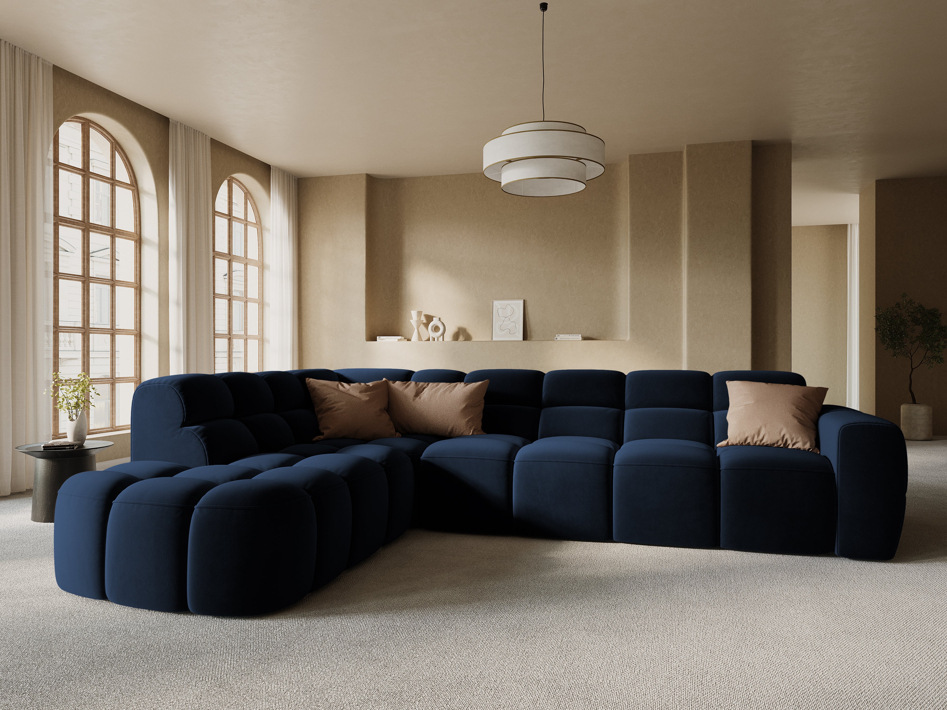 Samt-Ecksofa links LISA königsblau [Monika] [Julia spr]